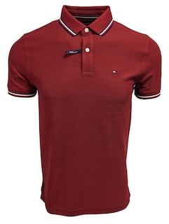 Foto 1 | Polo Tommy Hilfiger Con Cuello A Rayas Para Hombre (s, Rojo Oscuro) - Venta Internacional.
