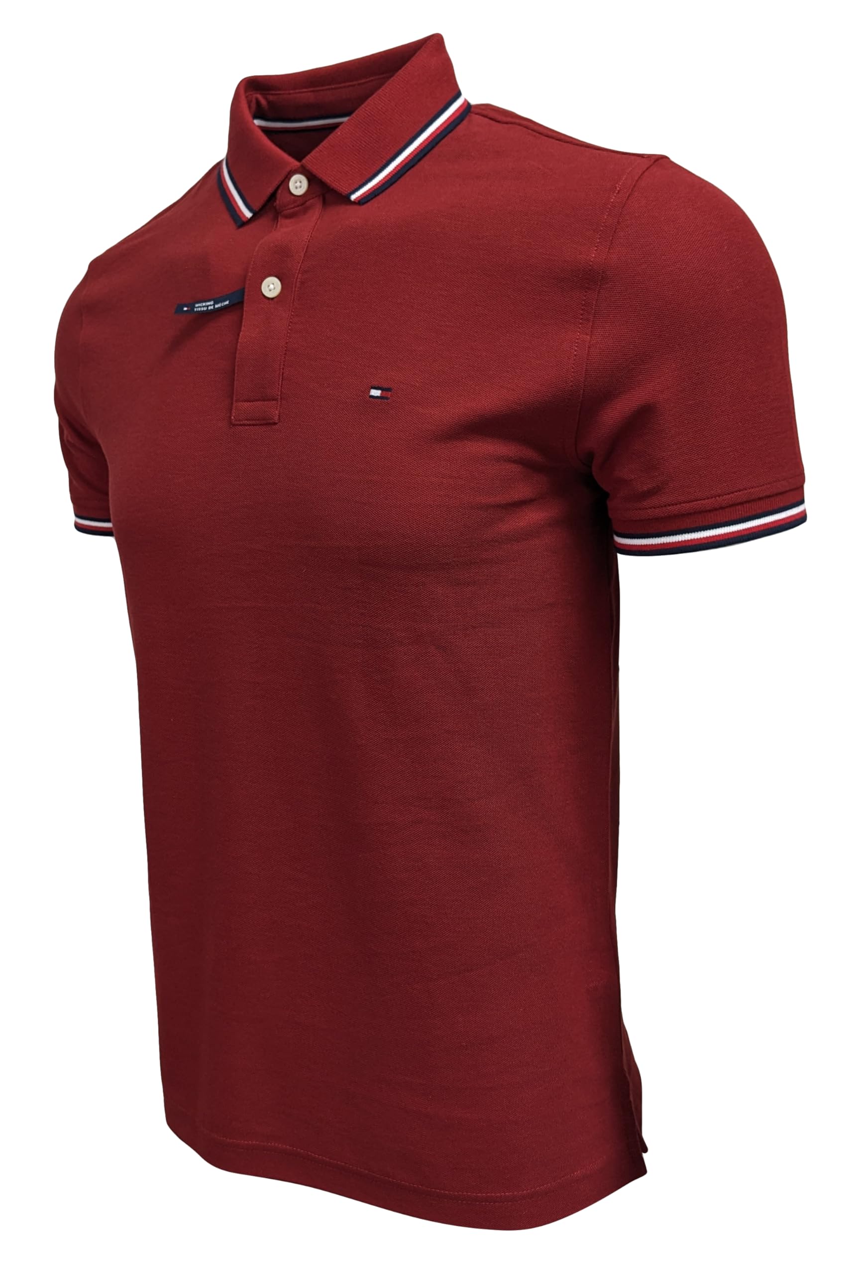 Foto 4 pulgar | Polo Tommy Hilfiger Con Cuello A Rayas Para Hombre (s, Rojo Oscuro) - Venta Internacional.