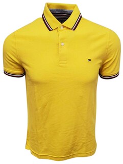 Foto 1 | Polo Tommy Hilfiger Con Cuello A Rayas Para Hombre, Color Amarillo, Talla M - Venta Internacional.