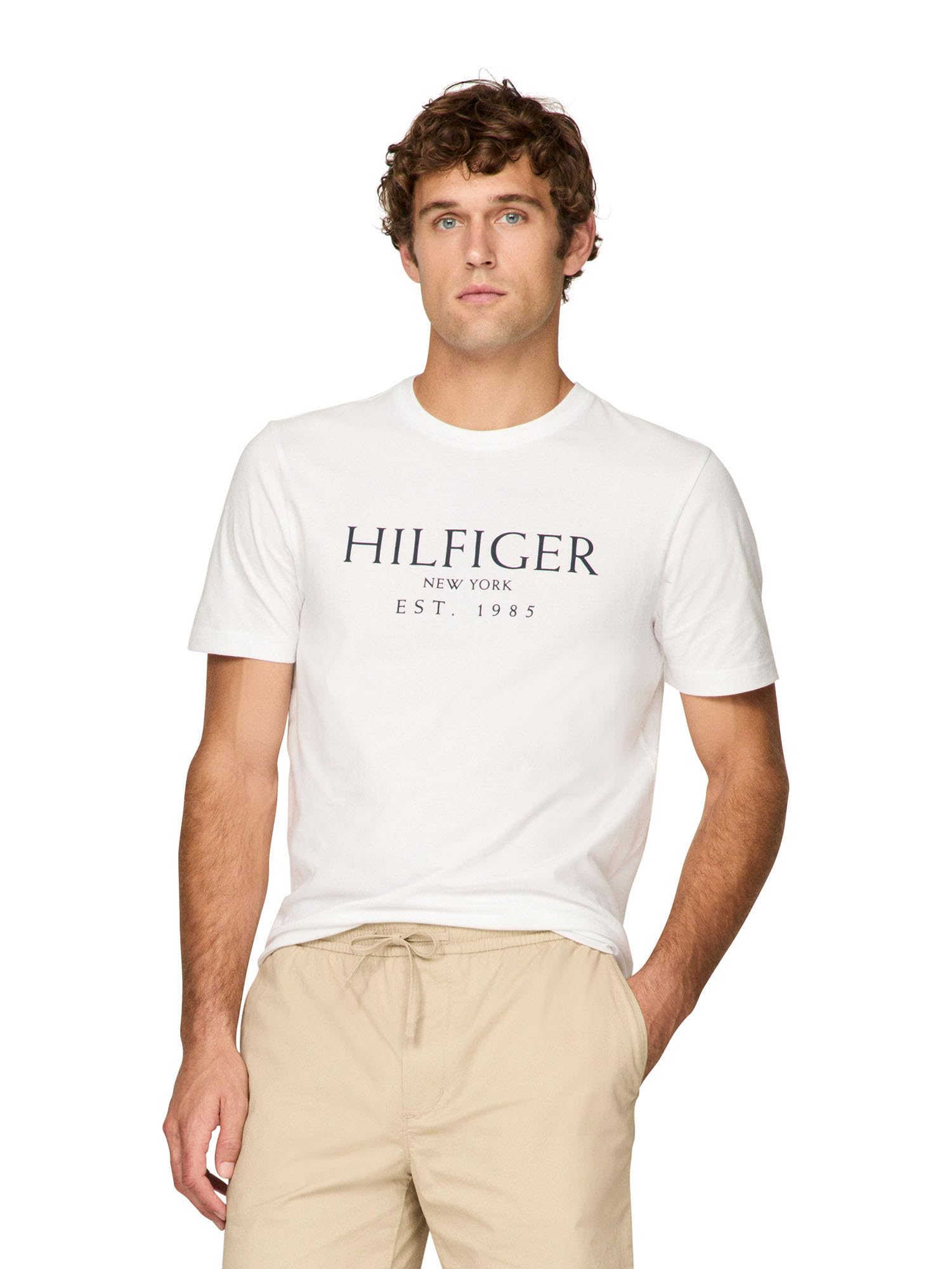 Foto 2 pulgar | Camiseta Tommy Hilfiger Big Hilfiger Logo Para Hombre, Color Blanco, Algodón - Venta Internacional.