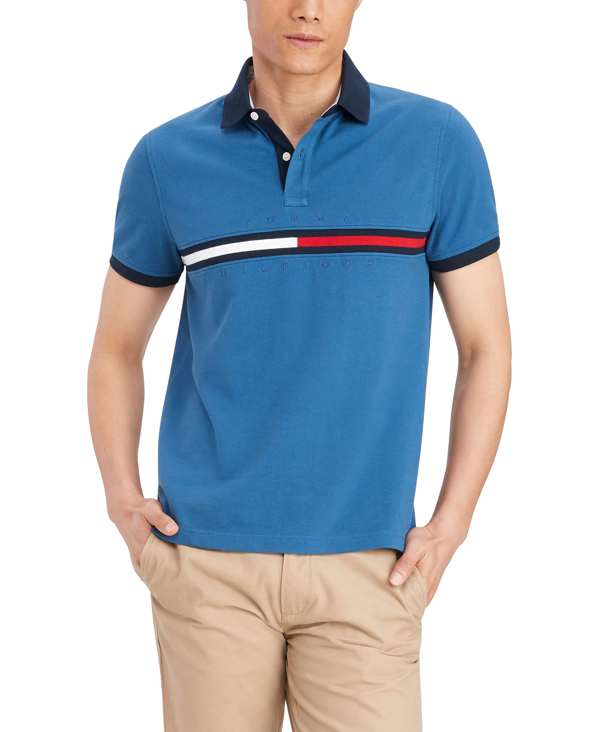 Foto 1 | Polo Tommy Hilfiger De Piqué De Algodón De Manga Corta Para Hombre - Venta Internacional.