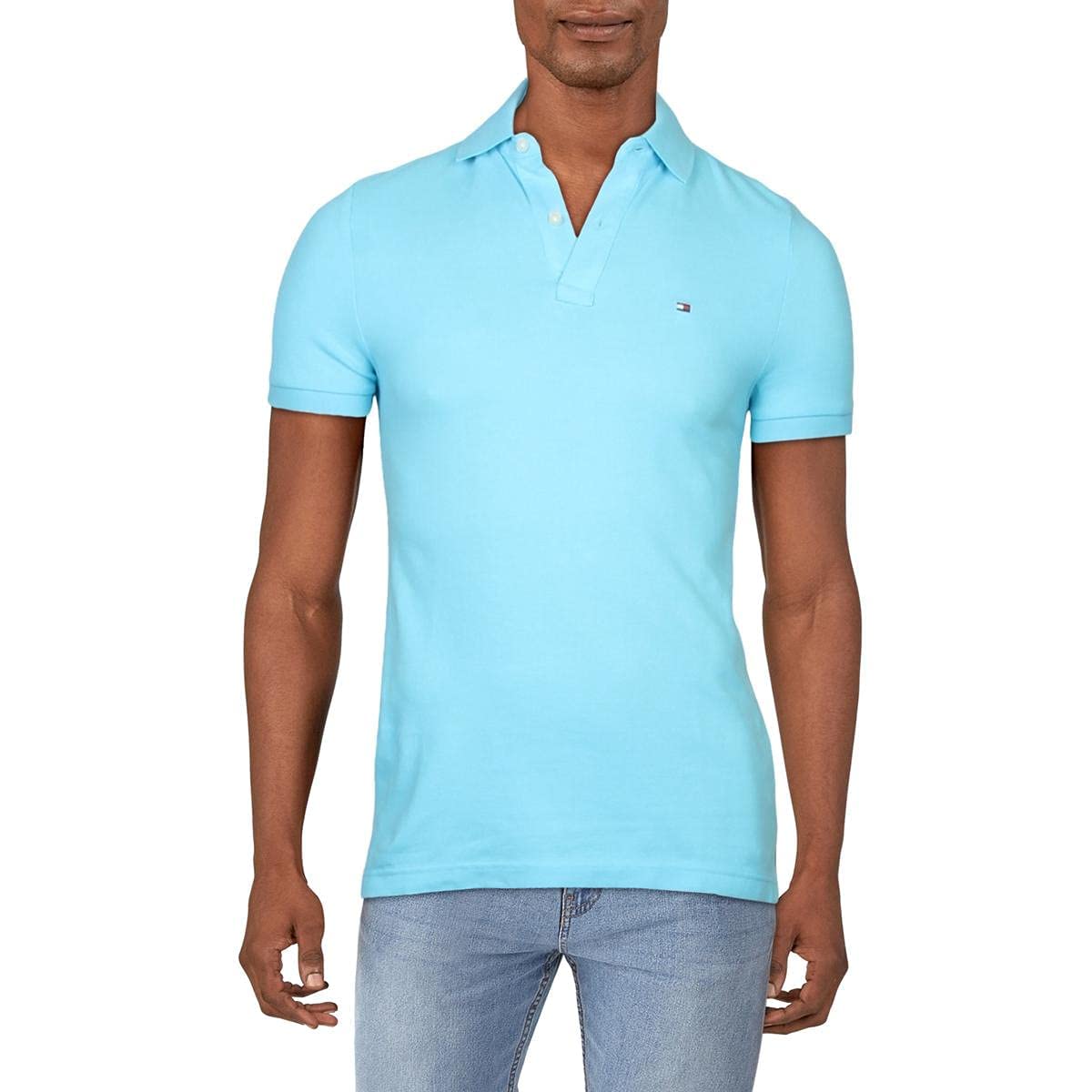Foto 1 | Polo Tommy Hilfiger De Manga Corta De Algodón Piqué Azul - Venta Internacional.