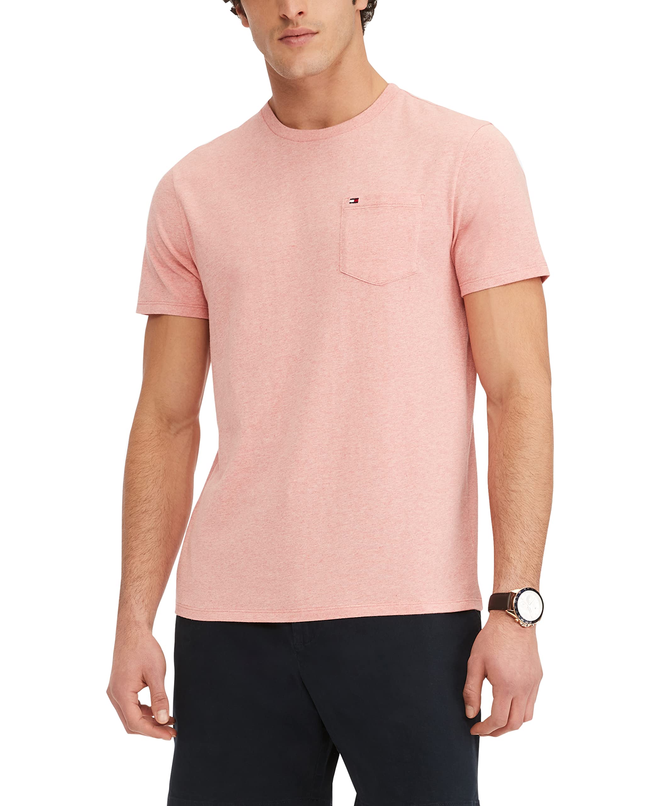 Foto 2 pulgar | Camiseta Tommy Hilfiger Para Hombre, Manga Corta, Cuello Redondo, Rosa - Venta Internacional.