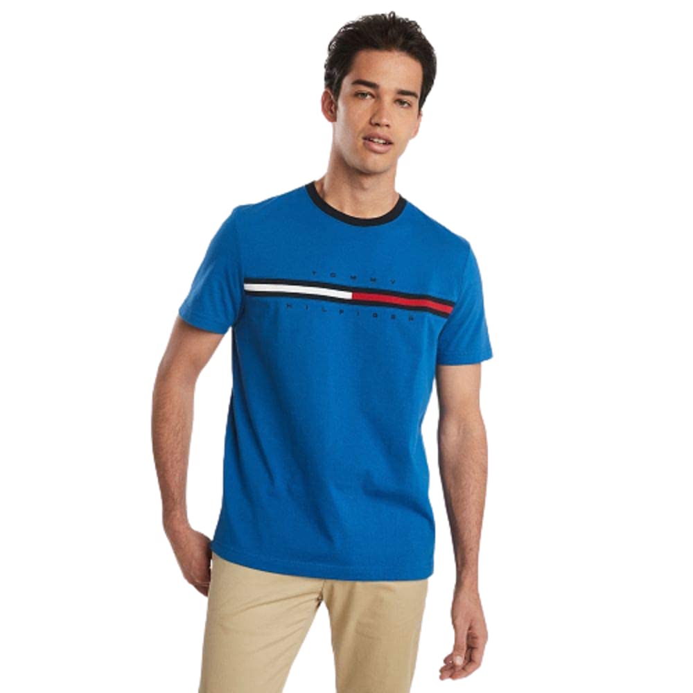 Camiseta Tommy Hilfiger Logo Para Hombre Azul Iolite-pt Talla S - Venta Internacional.