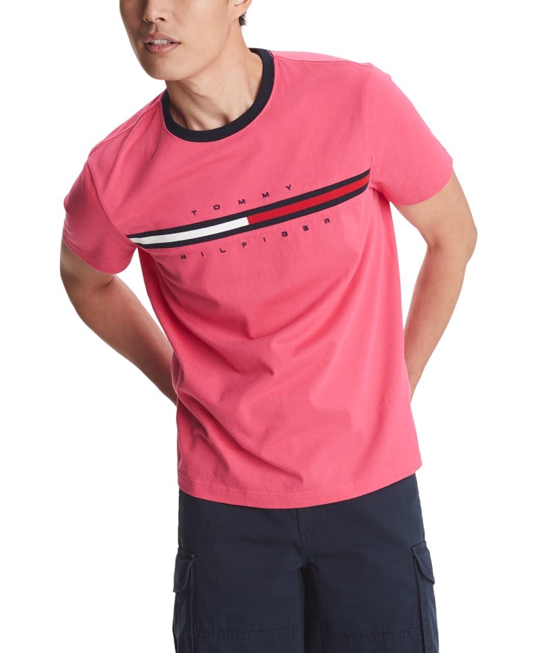 Camiseta Tommy Hilfiger Para Hombre De Manga Corta Con Logotipo Raspberry S - Venta Internacional.