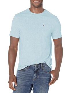 Foto 1 | Camiseta Tommy Hilfiger Essential De Manga Corta Con Bolsillo Azul - Venta Internacional.