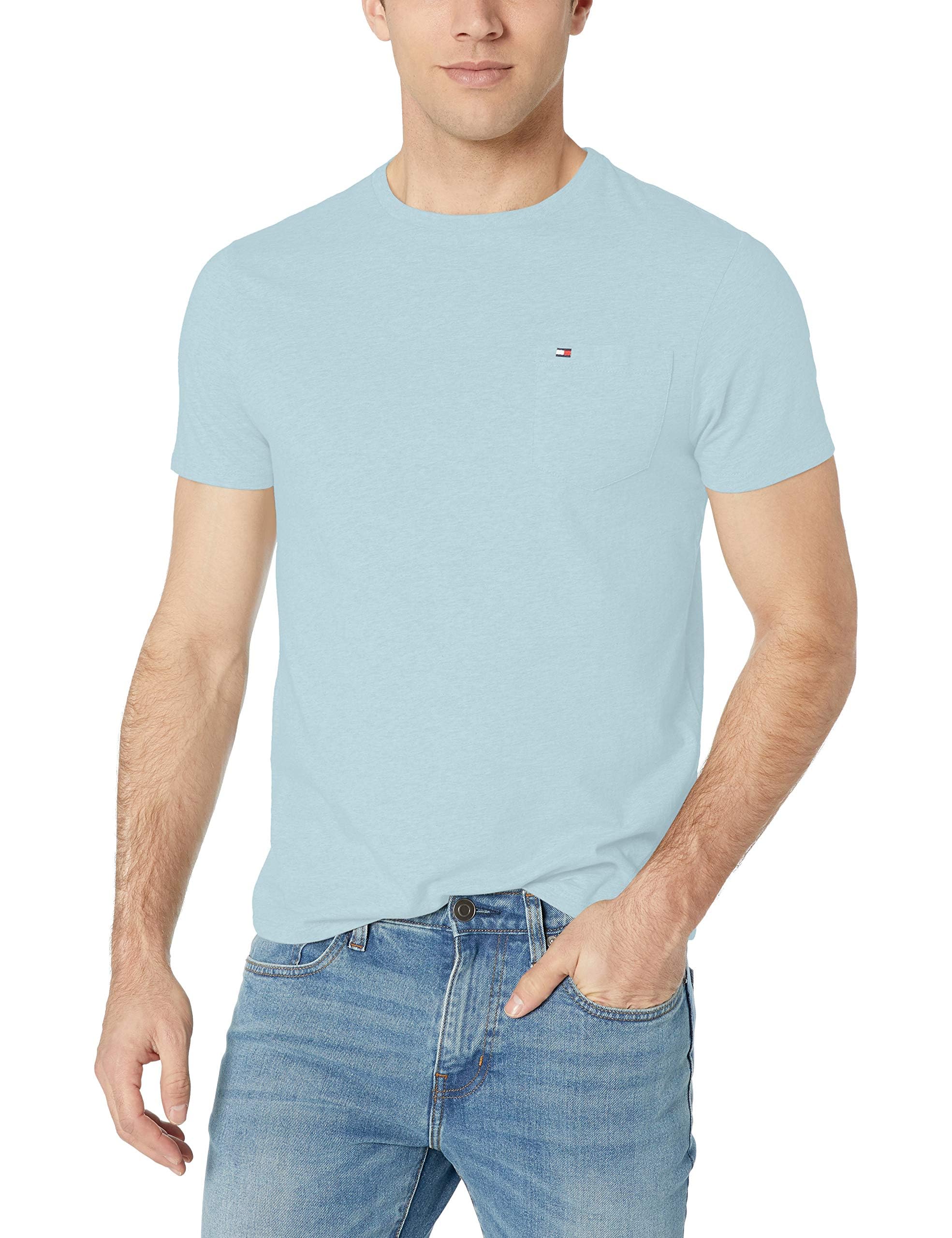 Foto 4 pulgar | Camiseta Tommy Hilfiger Essential De Manga Corta Con Bolsillo Azul - Venta Internacional.