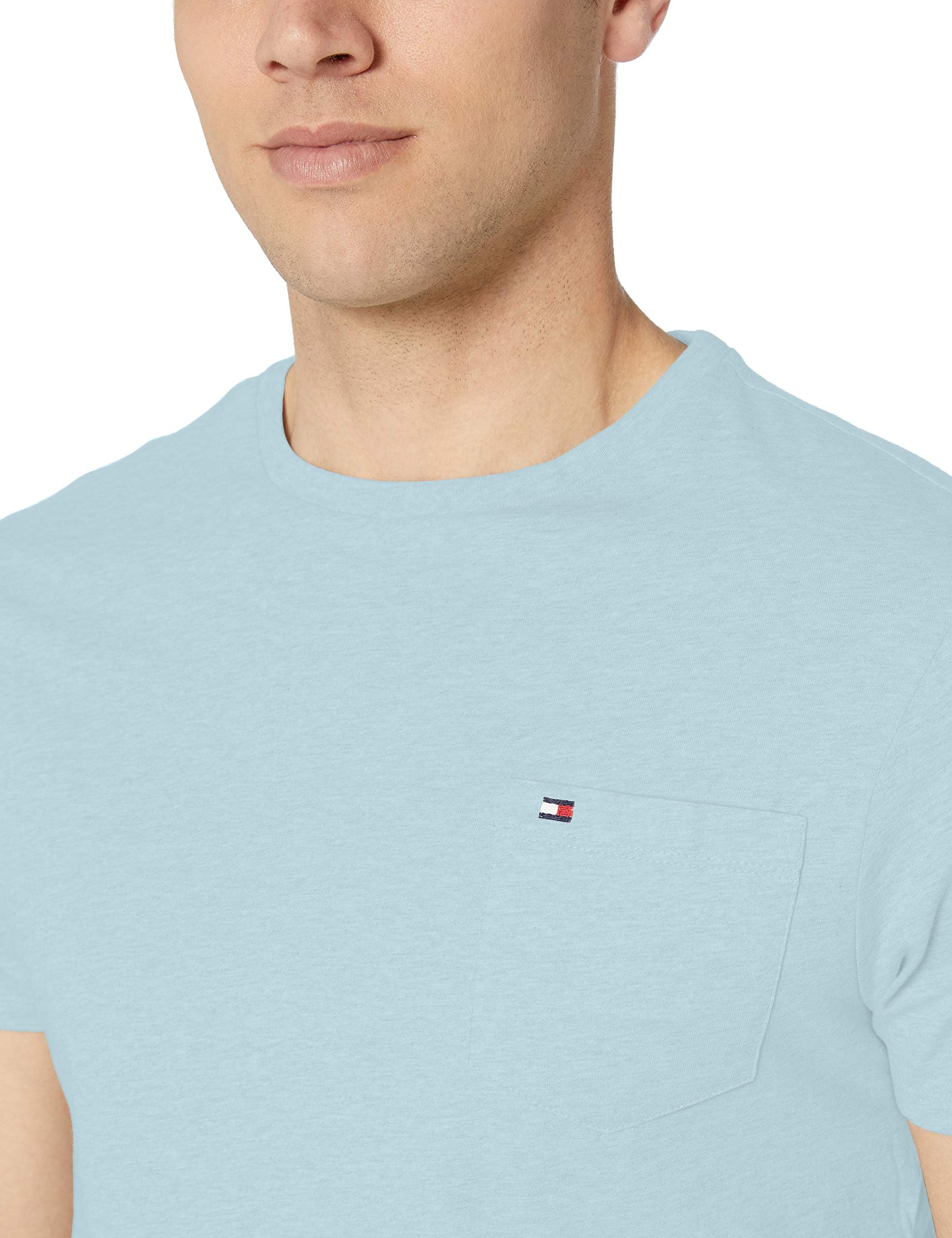 Foto 6 pulgar | Camiseta Tommy Hilfiger Essential De Manga Corta Con Bolsillo Azul - Venta Internacional.