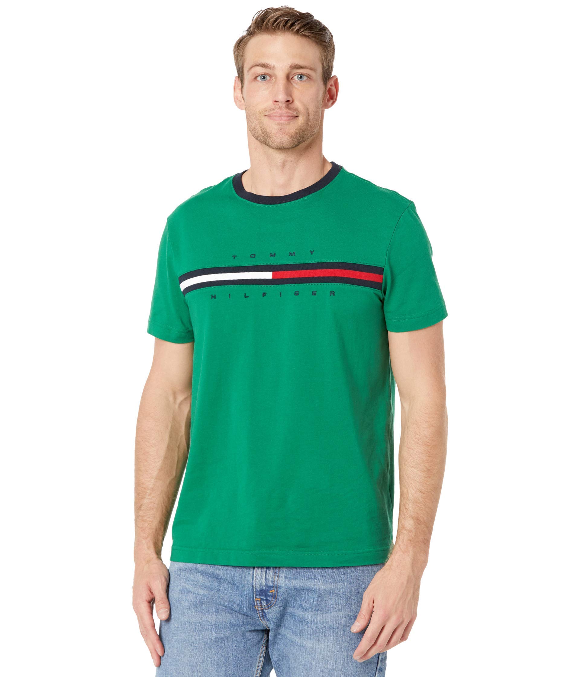 Foto 2 pulgar | Camiseta Tommy Hilfiger De Manga Corta Con Estampado De Rayas Exclusivas Para Hombre - Venta Internacional.