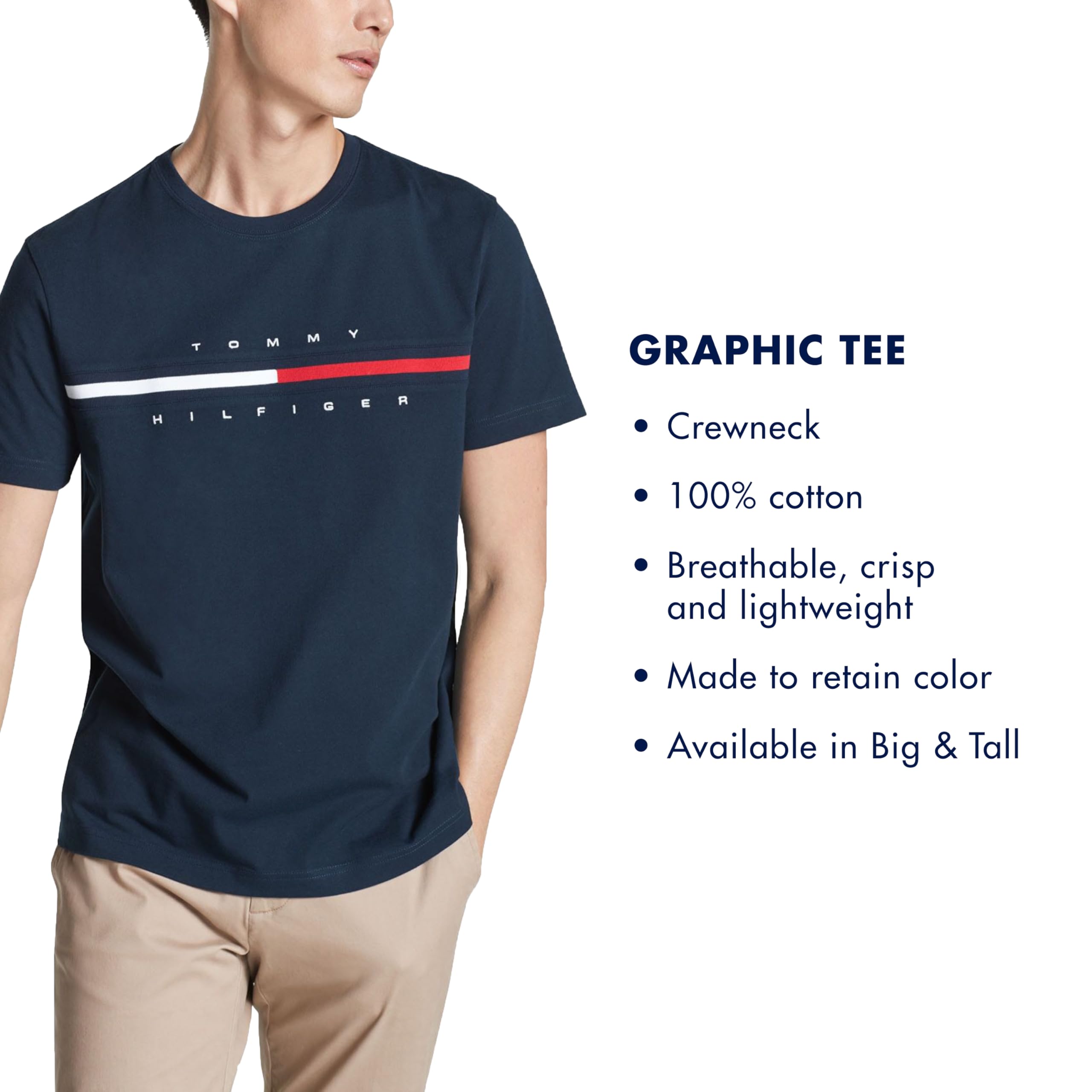 Foto 5 pulgar | Camiseta Tommy Hilfiger De Manga Corta Con Estampado De Rayas Exclusivas Para Hombre - Venta Internacional.