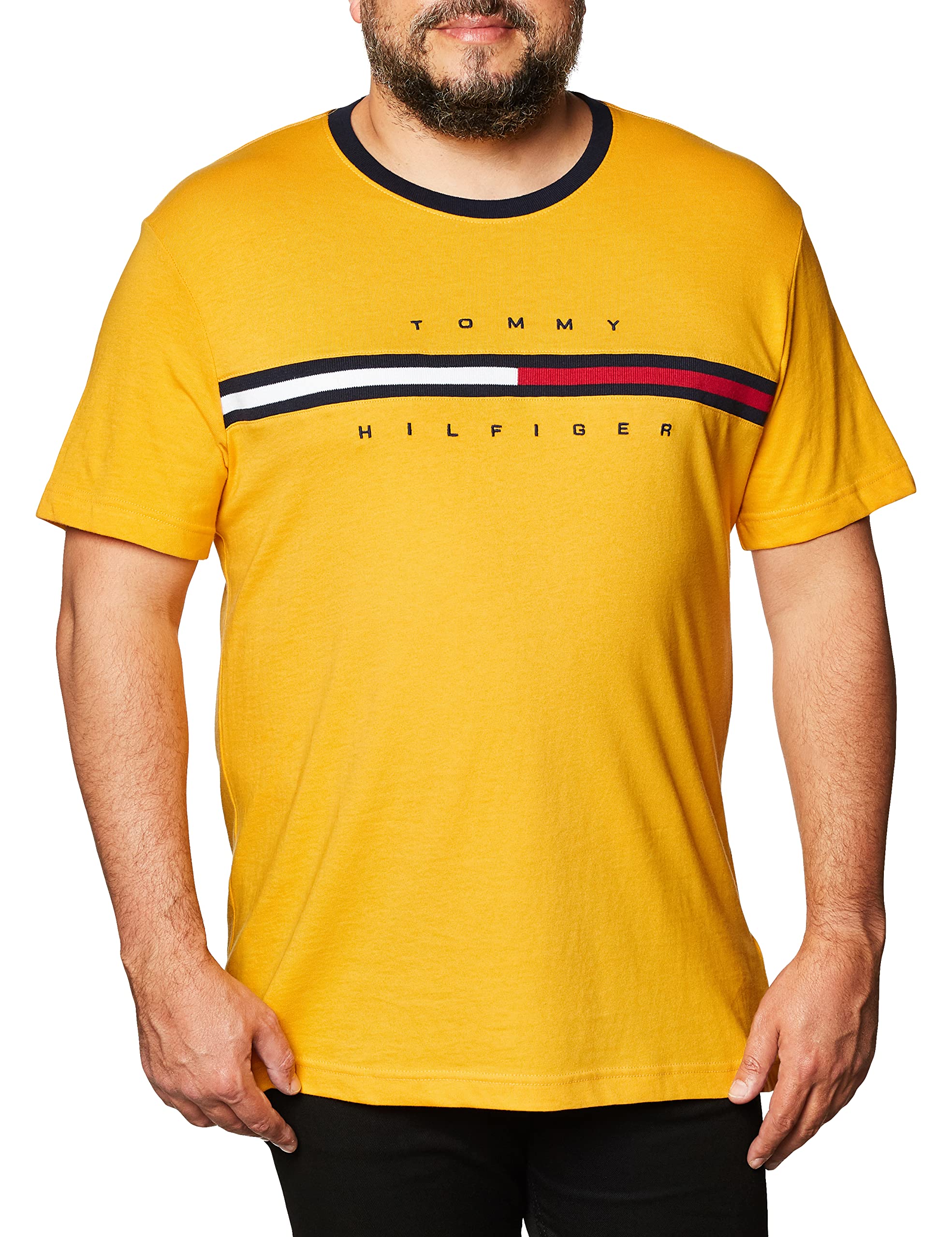 Foto 2 pulgar | Camiseta Tommy Hilfiger De Manga Corta Con Logo Para Hombre Golden Rod - Venta Internacional.