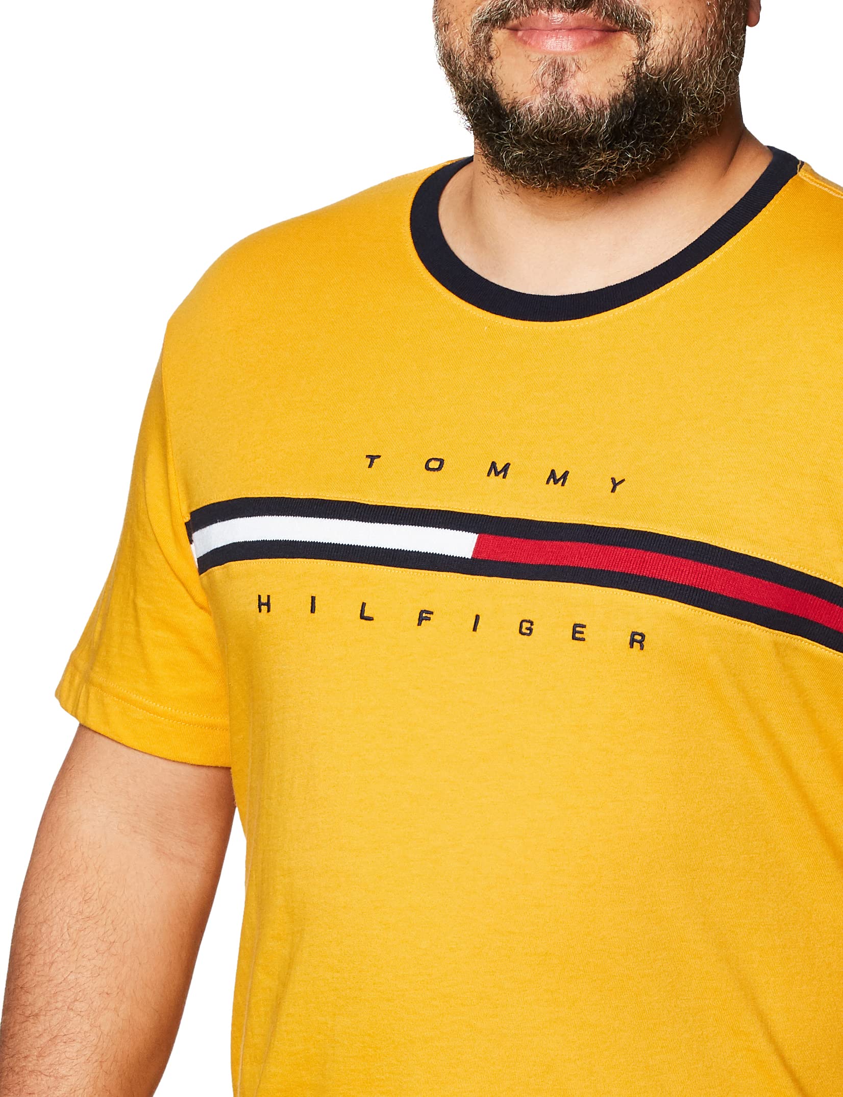 Foto 3 pulgar | Camiseta Tommy Hilfiger De Manga Corta Con Logo Para Hombre Golden Rod - Venta Internacional.