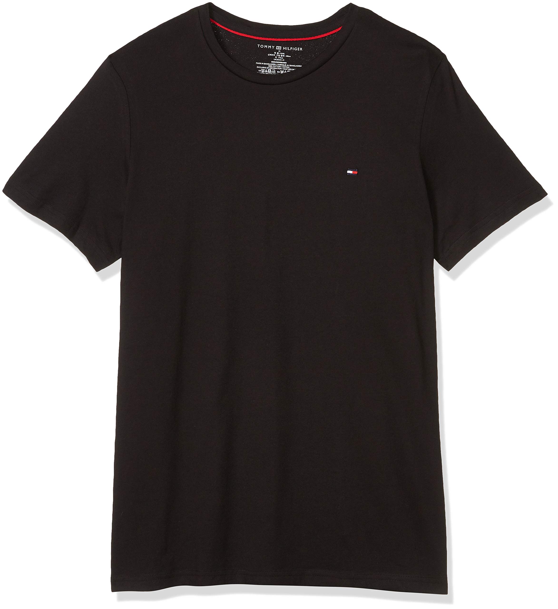 Camiseta Tommy Hilfiger Para Hombre, Manga Corta, Cuello Redondo, Negra - Venta Internacional.