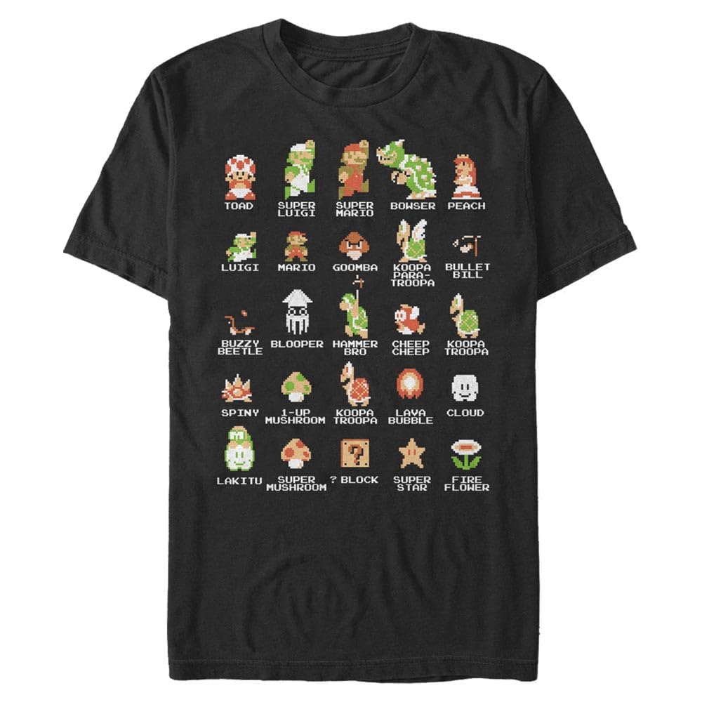 Foto 2 pulgar | Camiseta Nintendo Pixel Cast Para Hombre Negra Talla L - Venta Internacional.