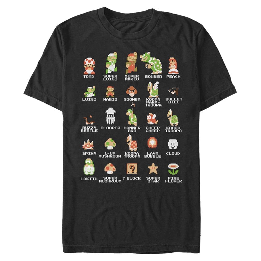 Camiseta Nintendo Pixel Cast Para Hombre Negra Talla L - Venta Internacional.