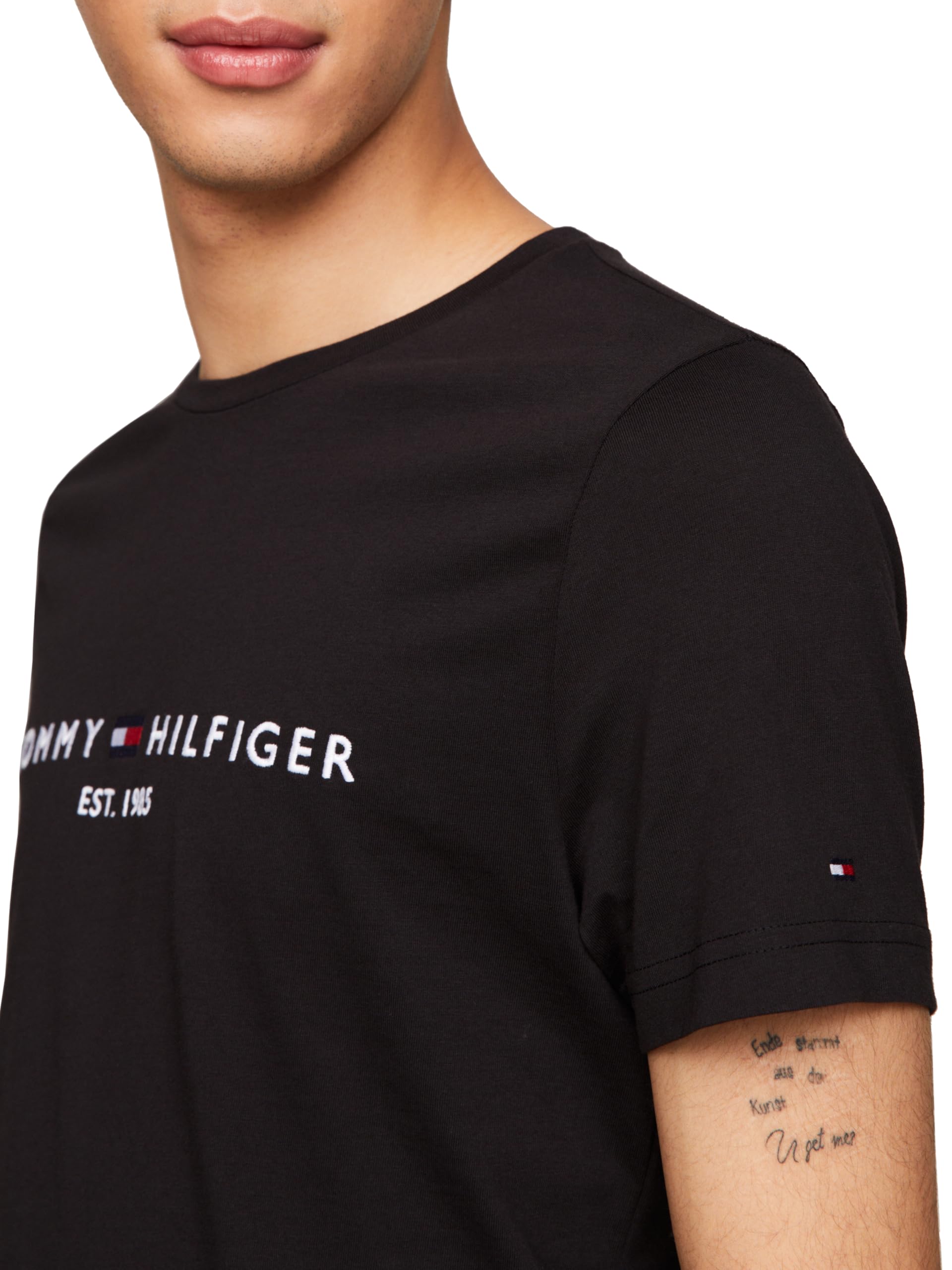 Foto 3 pulgar | Playera Tommy Hilfiger con Logo Bordado Negro para Hombre - Venta Internacional