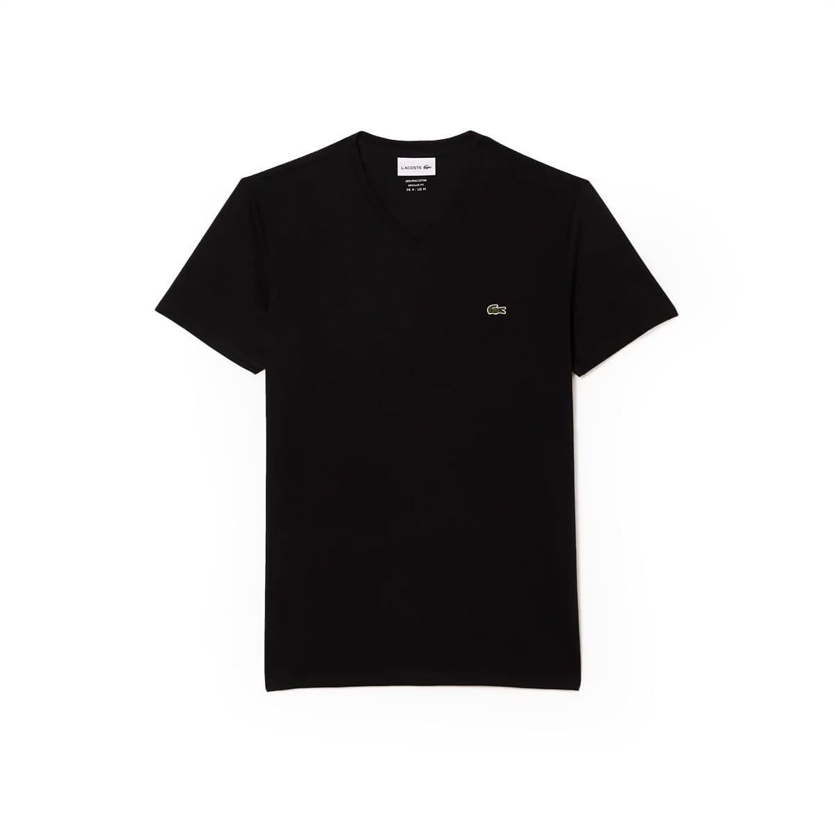 Foto 2 pulgar | Camiseta Lacoste Para Hombre, Manga Corta, Cuello En V, Algodón Pima, Negra - Venta Internacional.