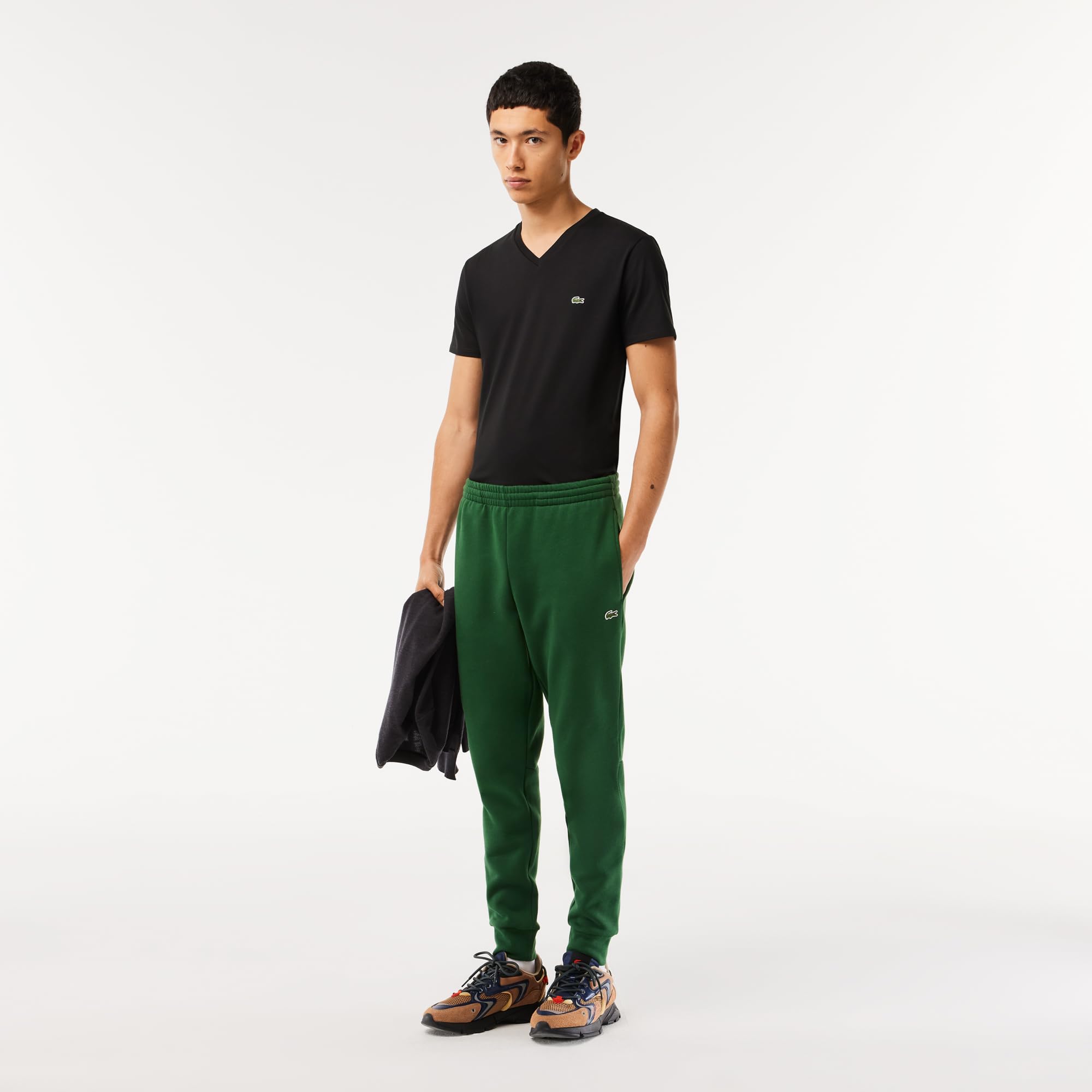 Foto 5 pulgar | Camiseta Lacoste Para Hombre, Manga Corta, Cuello En V, Algodón Pima, Negra - Venta Internacional.