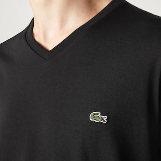 Foto 5 | Camiseta Lacoste Para Hombre, Manga Corta, Cuello En V, Algodón Pima, Negra - Venta Internacional.