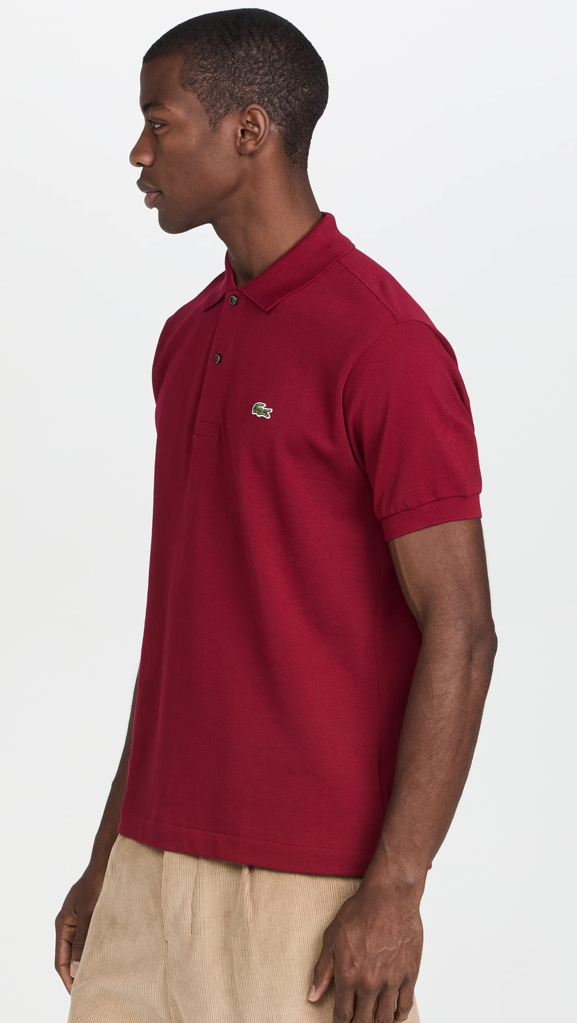 Foto 4 | Polo Lacoste Classic Chine L.12.12 Para Hombre Rojo Burdeos - Venta Internacional.