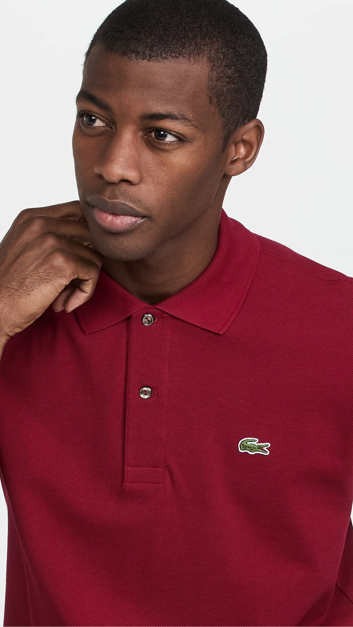 Foto 6 | Polo Lacoste Classic Chine L.12.12 Para Hombre Rojo Burdeos - Venta Internacional.