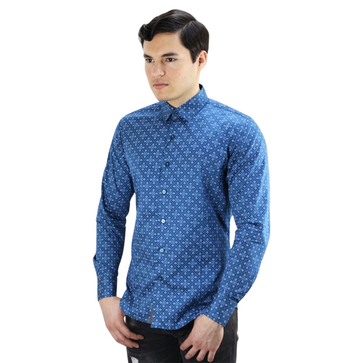 Foto 2 pulgar | Camisa Barabas 2b355 Azul Blanco Para Hombre