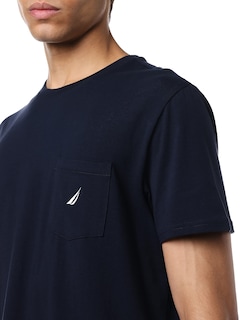 Foto 2 | Camiseta Nautica Para Hombre Con Cuello Redondo Y Bolsillo, Color Azul Marino - Venta Internacional.