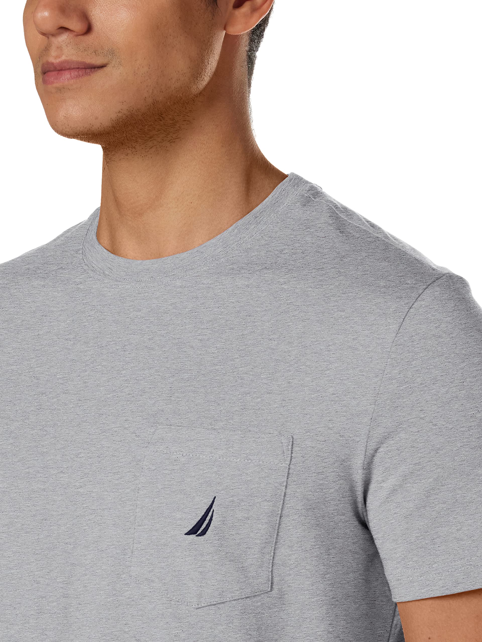 Foto 3 pulgar | Camiseta Nautica Para Hombre Con Cuello Redondo Liso Y Bolsillo Gris Jaspeado - Venta Internacional.
