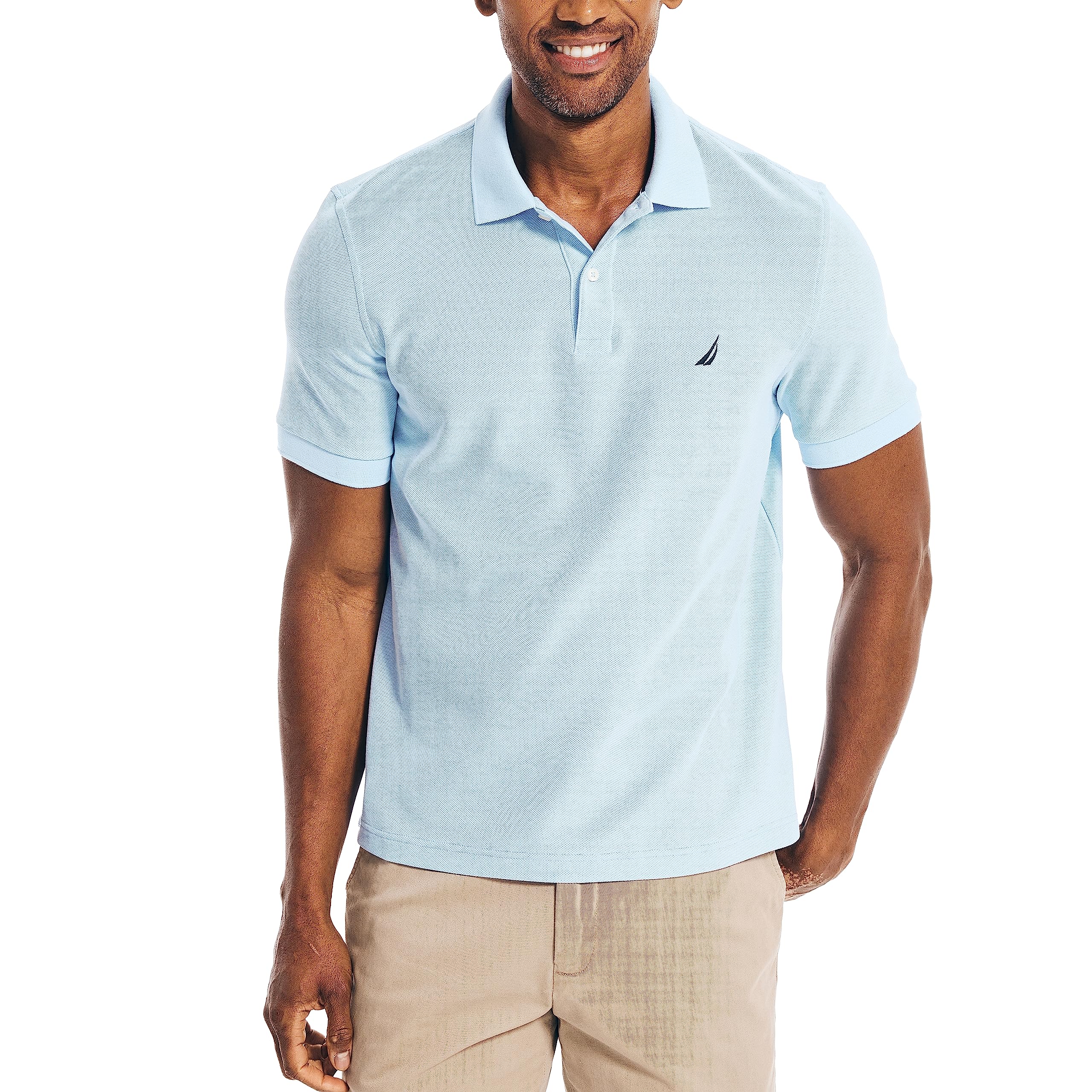 Foto 2 pulgar | Polo Nautica Para Hombre, Manga Corta, Liso, Azul, Talla L - Venta Internacional.