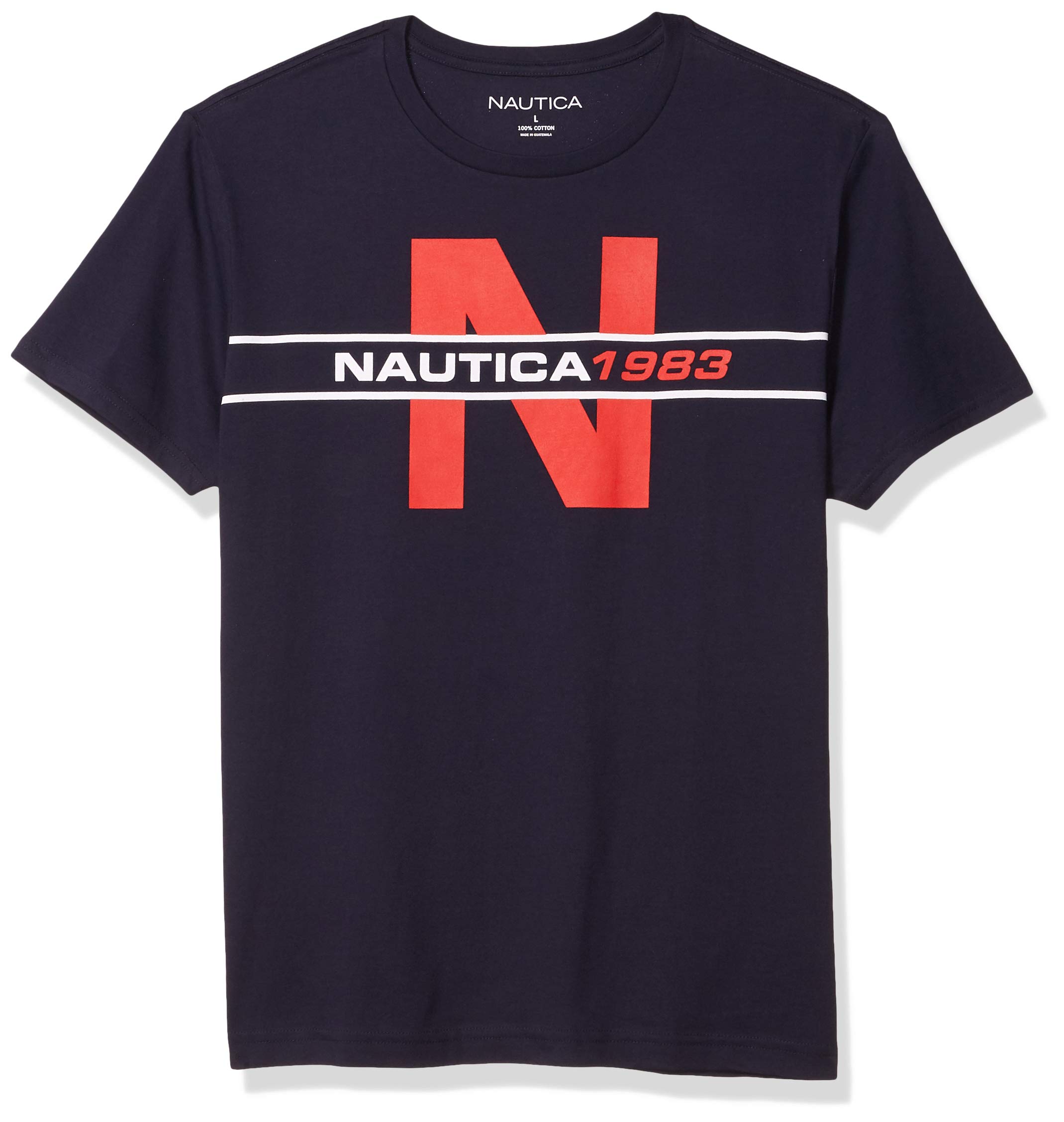 Foto 2 pulgar | Camiseta Nautica De Manga Corta Para Hombre, 100% Algodón, Azul Marino, Talla S - Venta Internacional.