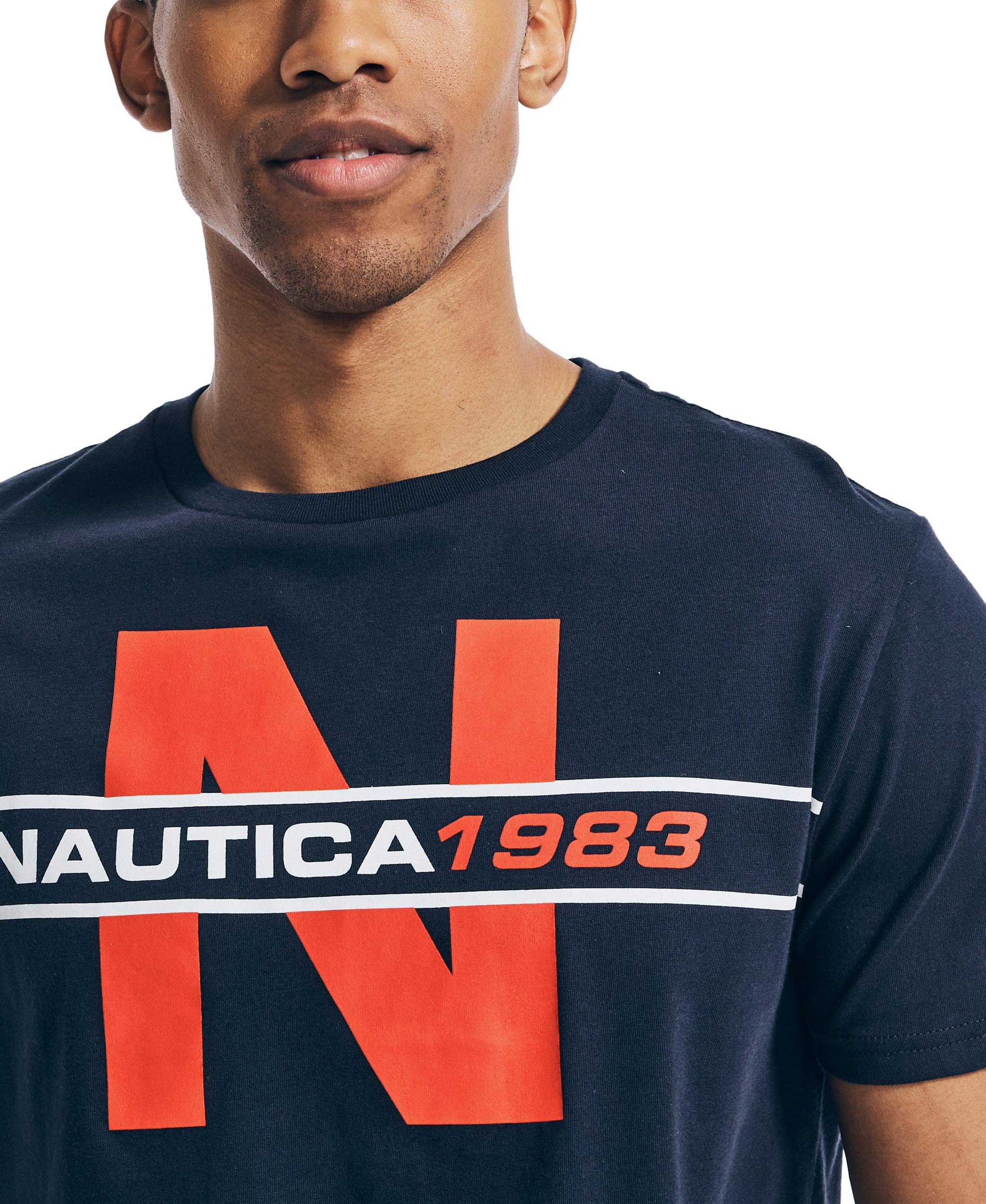 Foto 3 pulgar | Camiseta Nautica De Manga Corta Para Hombre, 100% Algodón, Azul Marino, Talla S - Venta Internacional.