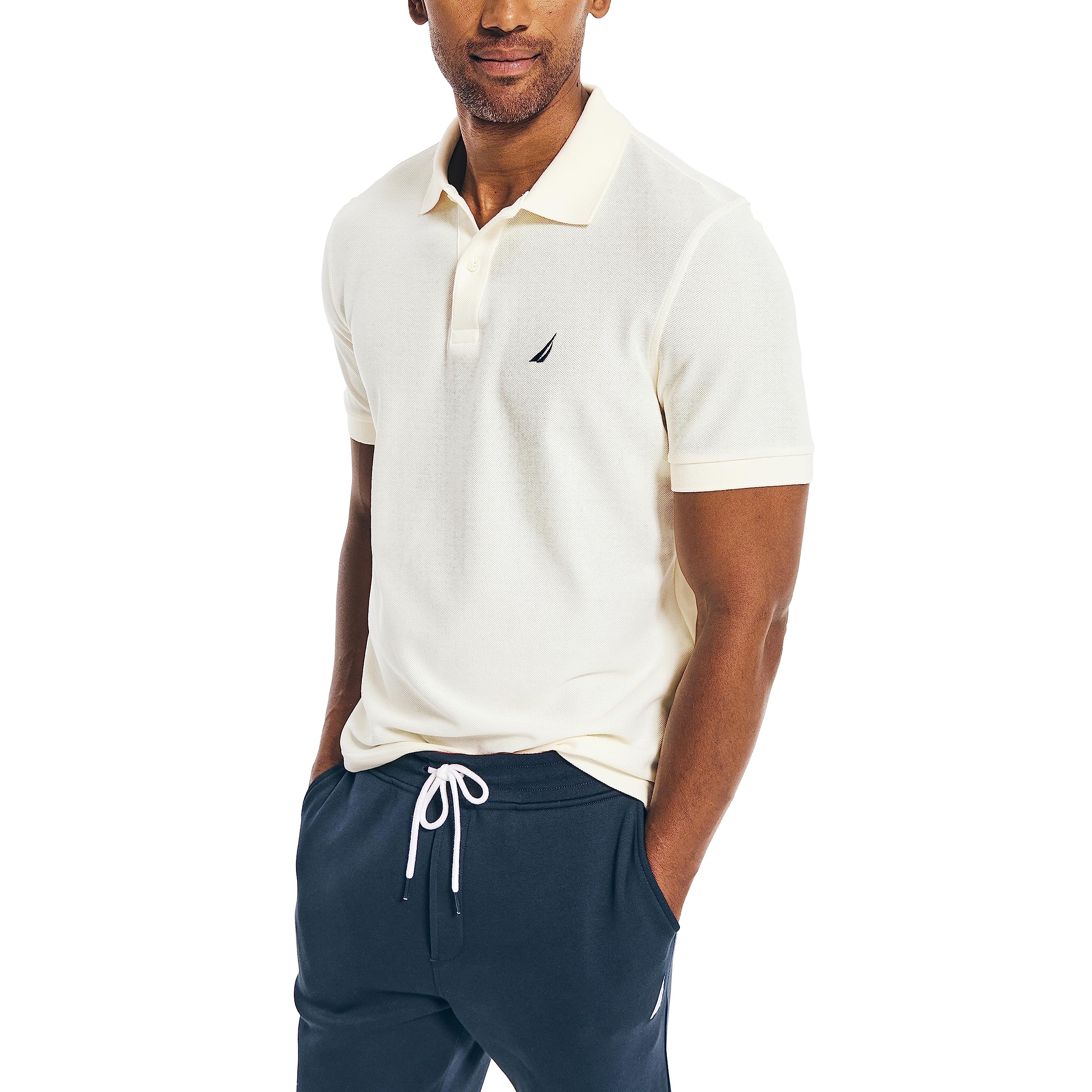 Foto 2 pulgar | Polo Nautica Para Hombre, Manga Corta, Cubierta Lisa, Color Crema - Venta Internacional.