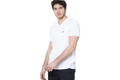 Foto 2 | Camiseta Nautica De Manga Corta Para Hombre, Corte Ajustado Y Cuello En V - Venta Internacional.