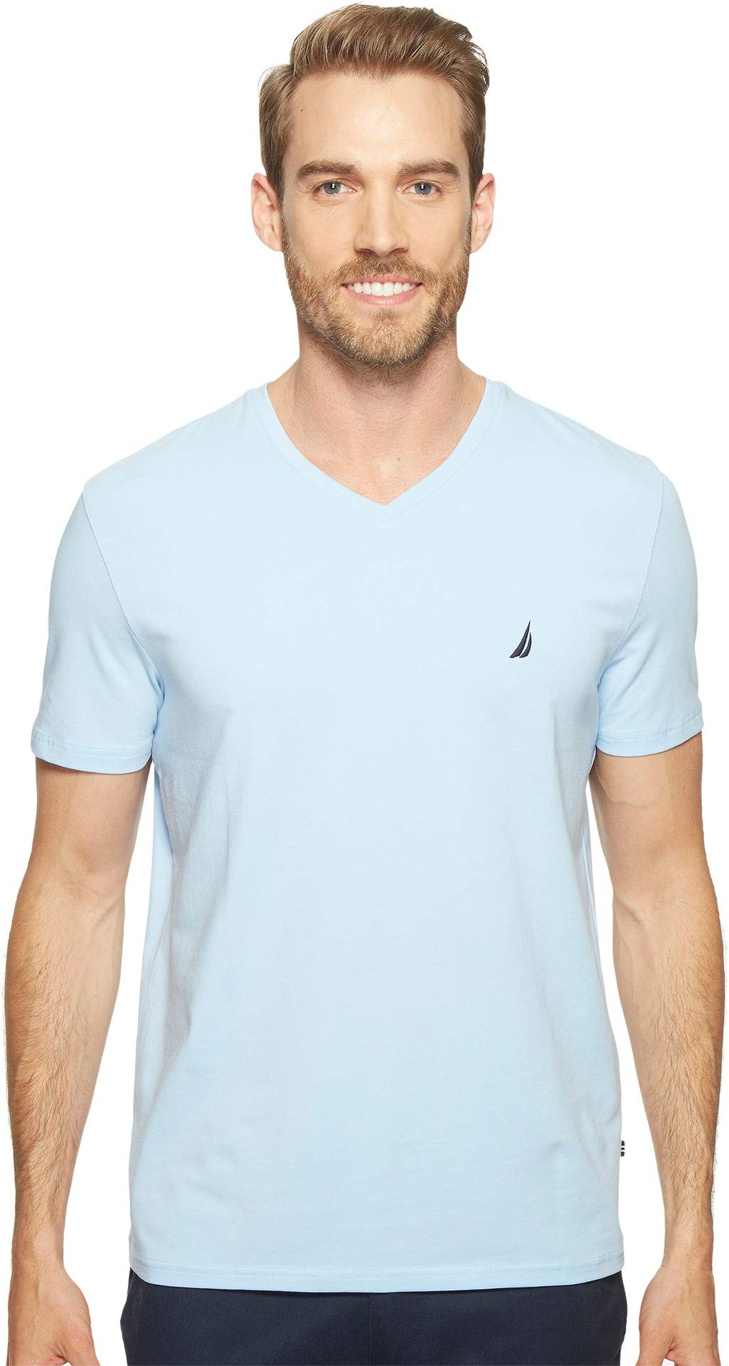 Foto 1 | Camiseta Nautica Para Hombre, Manga Corta, Lisa, Entallada, Cuello En V, Azul - Venta Internacional.