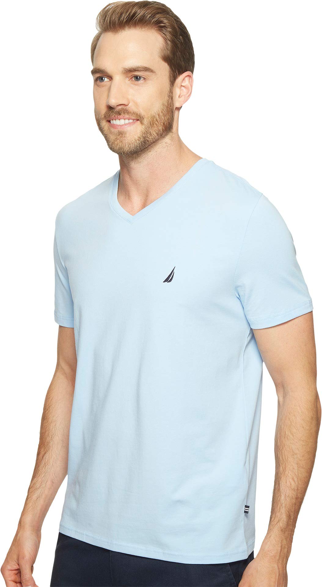 Foto 2 | Camiseta Nautica Para Hombre, Manga Corta, Lisa, Entallada, Cuello En V, Azul - Venta Internacional.