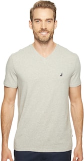 Foto 1 | Camiseta Nautica Para Hombre, Manga Corta, Lisa, Entallada, Cuello En V, Gris - Venta Internacional.