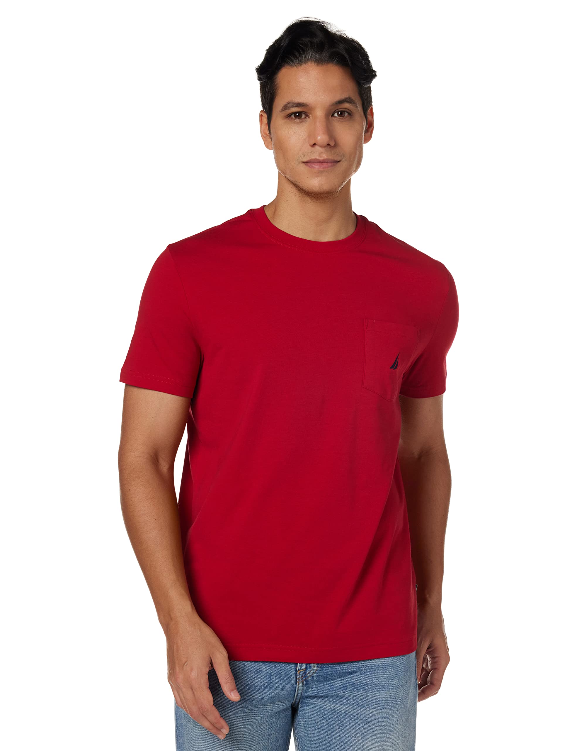 Camiseta Nautica Para Hombre Con Cuello Redondo Liso Y Bolsillo, Color Rojo Xxl - Venta Internacional.