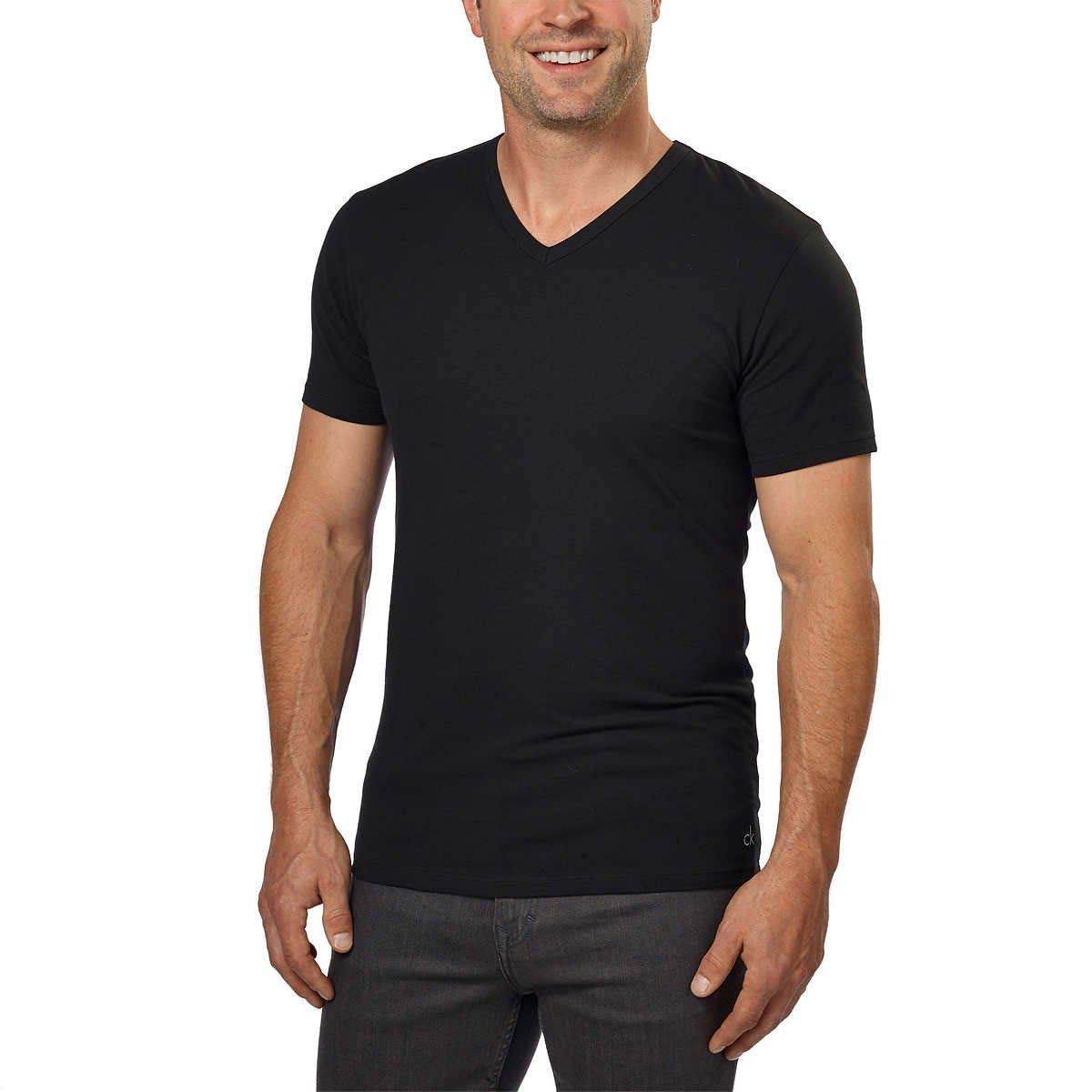 Foto 2 pulgar | Camiseta Calvin Klein De Algodón Elástico Con Cuello En V, Corte Clásico, Para Hombre - Venta Internacional.