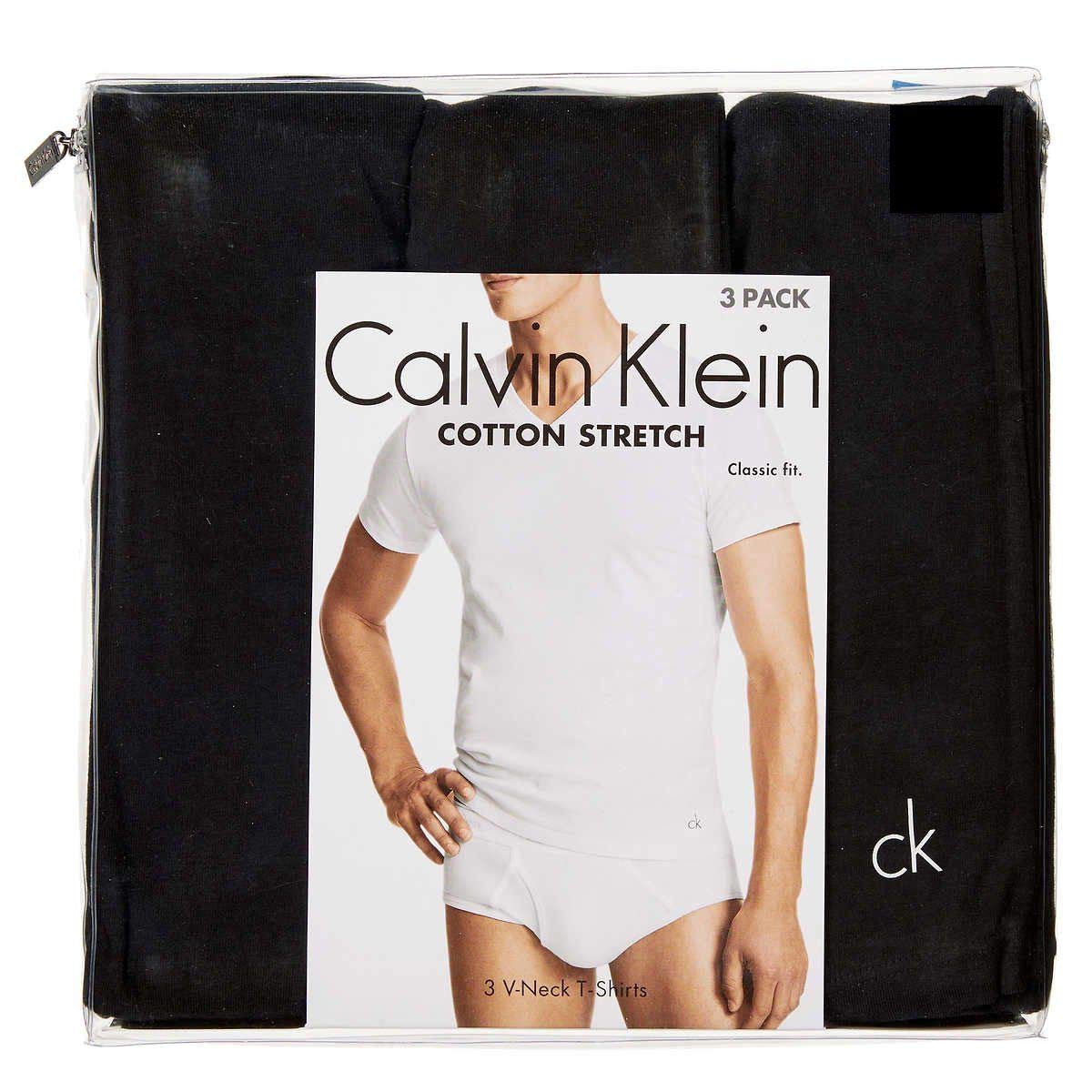 Foto 3 | Camiseta Calvin Klein De Algodón Elástico Con Cuello En V, Corte Clásico, Para Hombre - Venta Internacional.