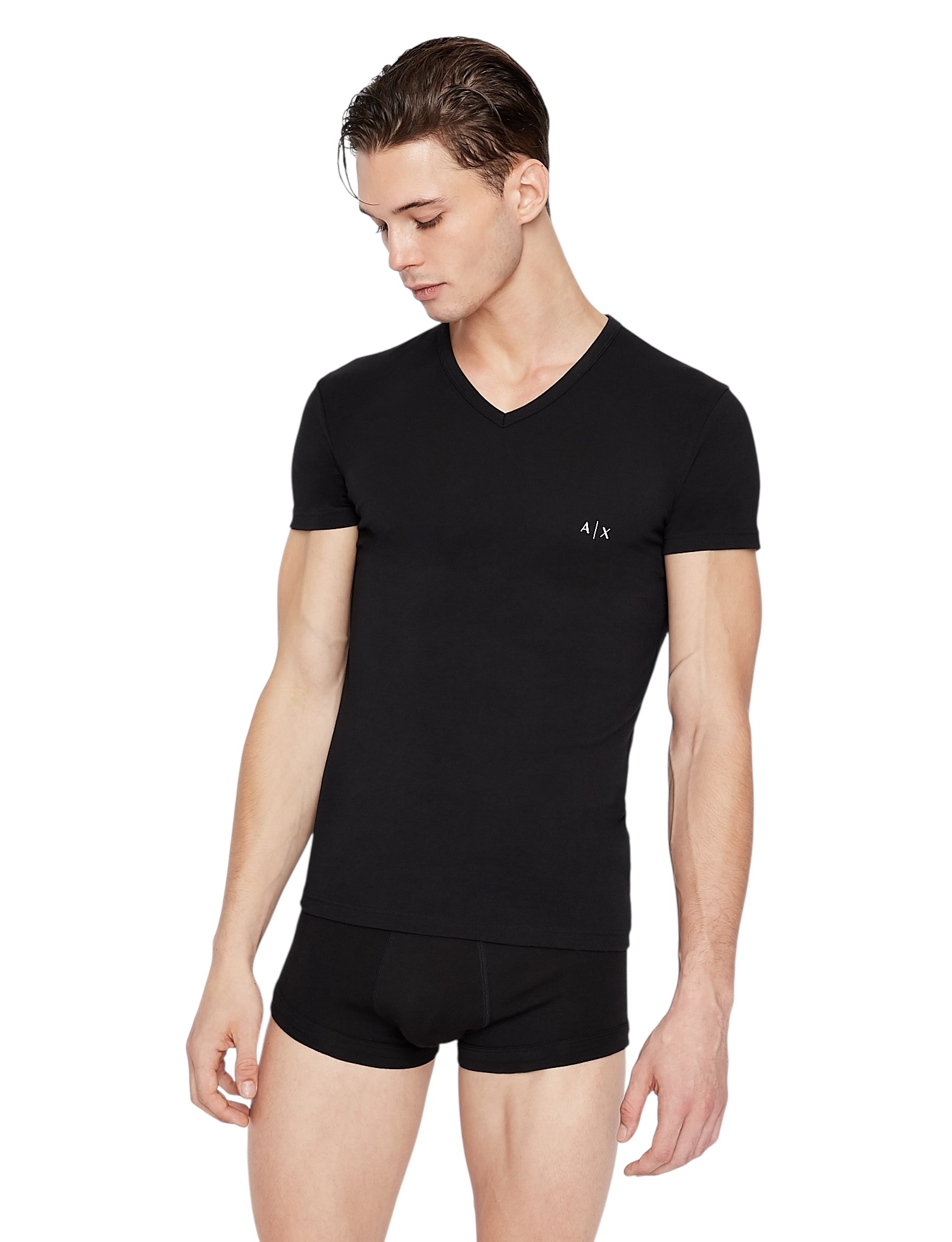 Foto 2 | Playera Armani Exchange Camisa Hombre Cuello V Classic Fit 2 Pack - Original