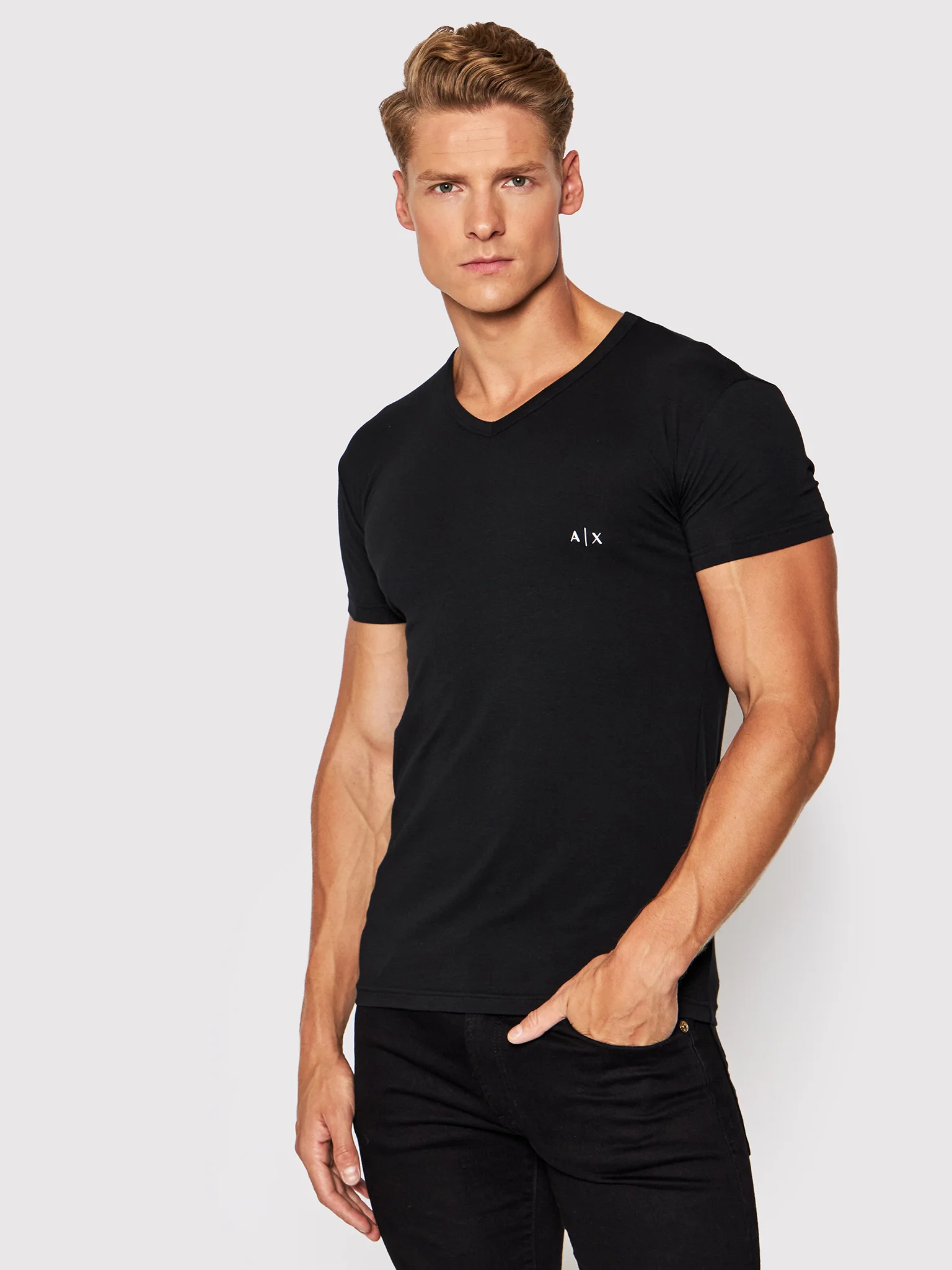 Foto 4 pulgar | Playeras Armani Exchange Camisetas De Hombre Cuello V Classic Fit 2 Pack - Original