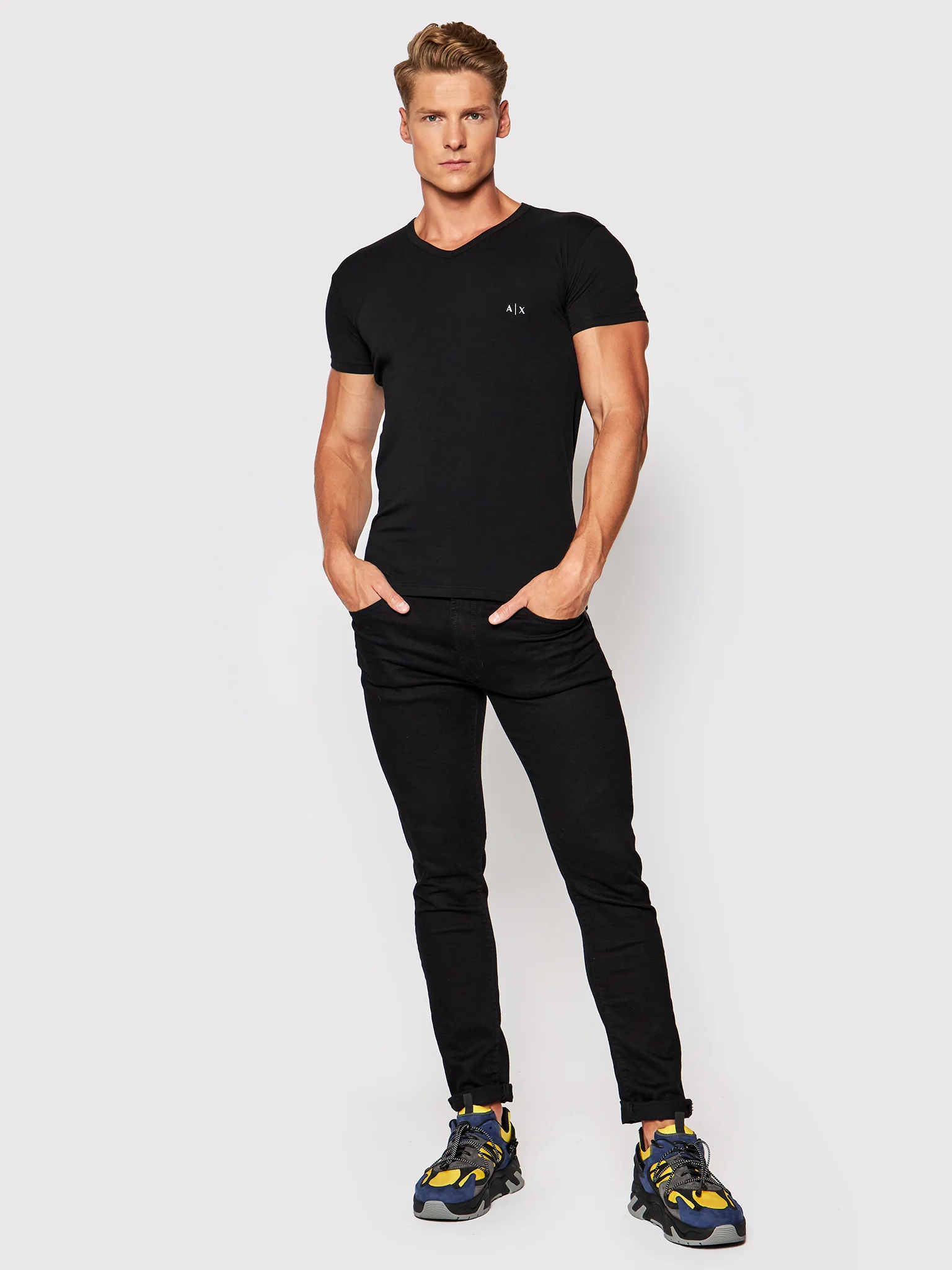 Foto 7 pulgar | Playeras Armani Exchange Camisetas De Hombre Cuello V Classic Fit 2 Pack - Original