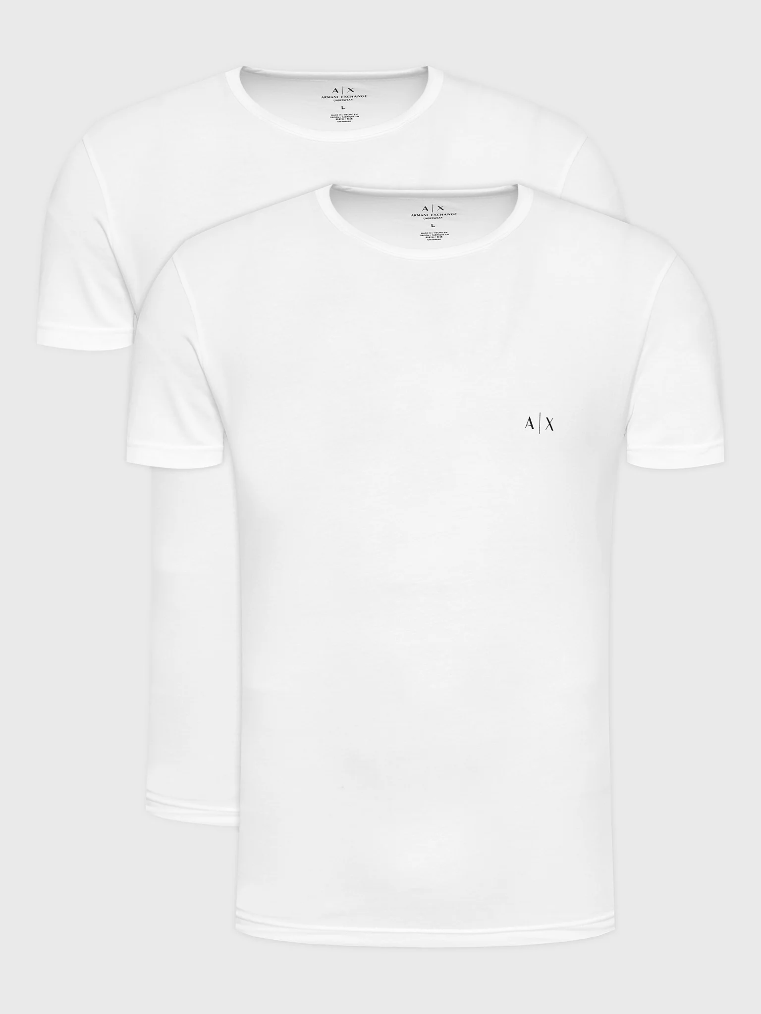 Foto 3 pulgar | Playeras Armani Exchange Camisetas De Hombre Cuello Redondo Color Blanco 2 Pack - Original