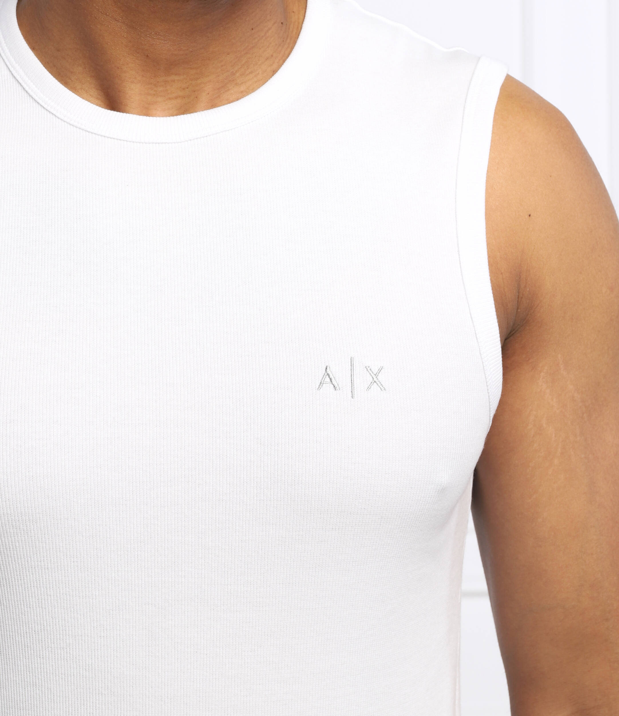 Foto 4 pulgar | Playera De Resaque Armani Exchange Camiseta Sin Mangas 1 Pack Blanco Logo - Original