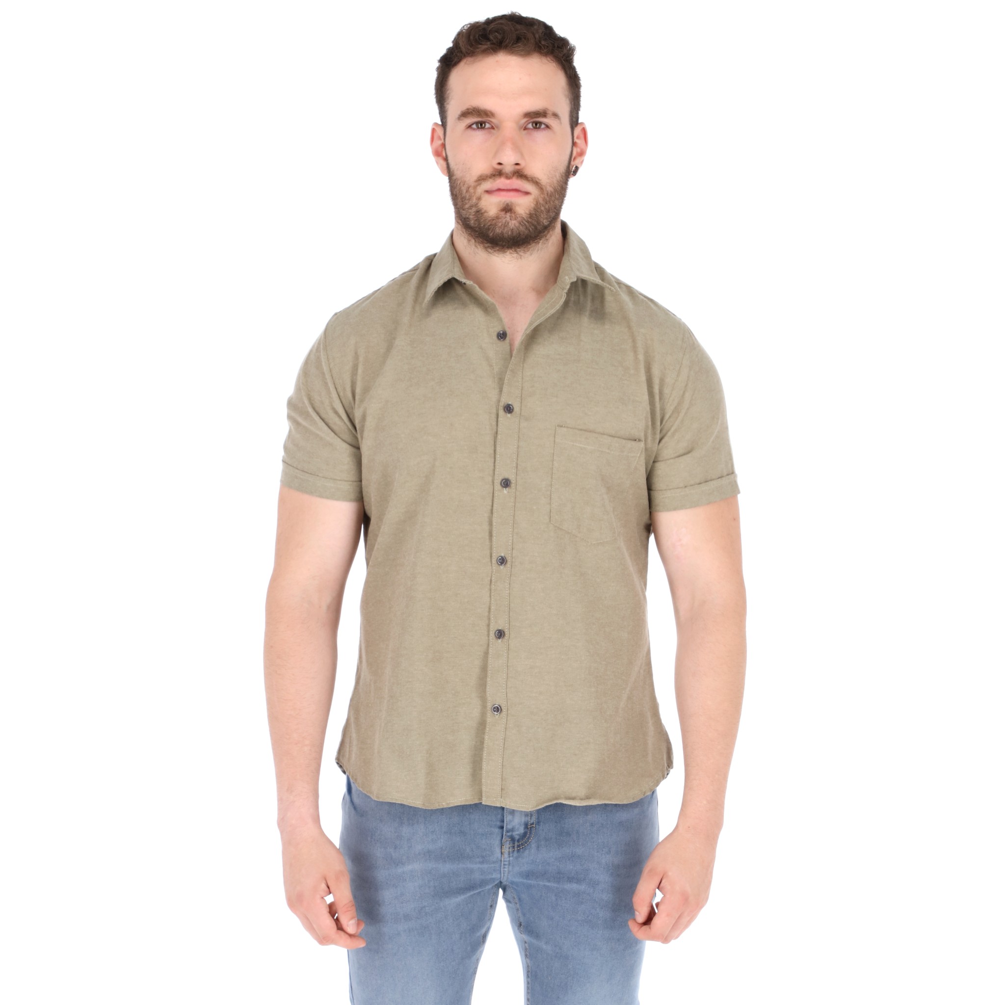 Foto 2 pulgar | Camisa Manga Corta Slim Fit CHILI BEANS CLOTHING MC/BLUESKY color Beige