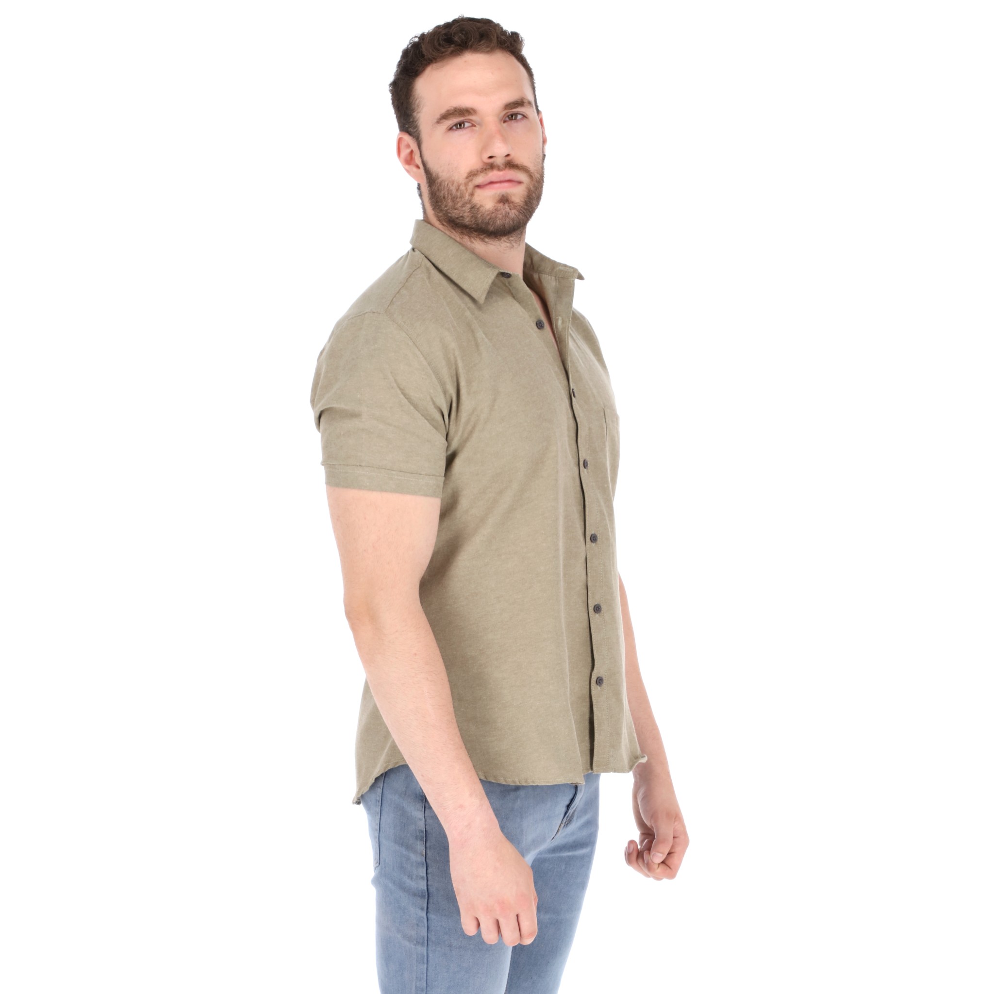 Foto 3 pulgar | Camisa Manga Corta Slim Fit CHILI BEANS CLOTHING MC/BLUESKY color Beige