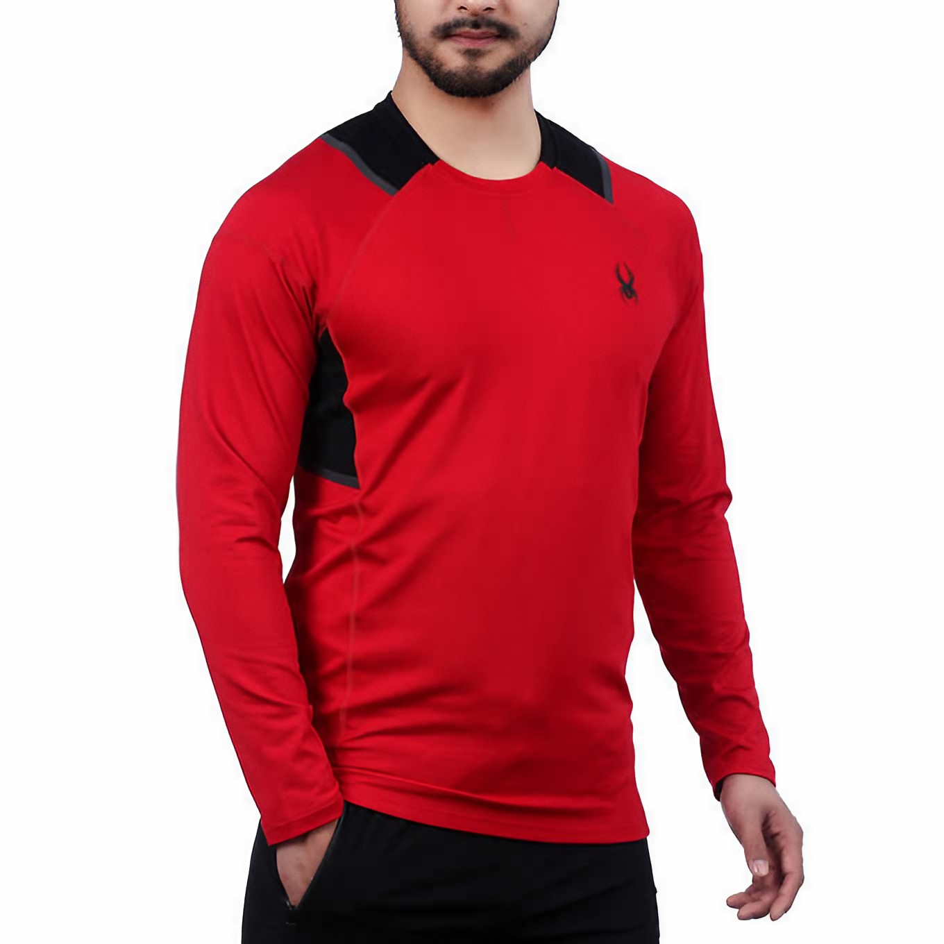 Foto 3 pulgar | Playera Spyder Active Manga Larga Rojo para Hombre