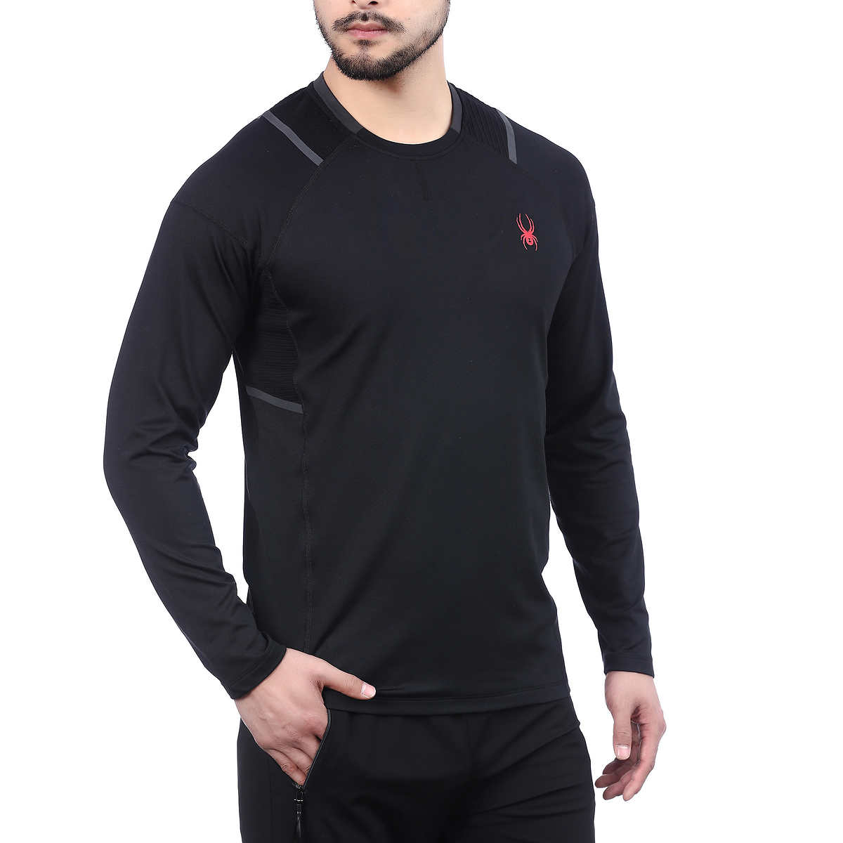 Foto 7 pulgar | Playera Spyder Active Manga Larga Negro Para Hombre