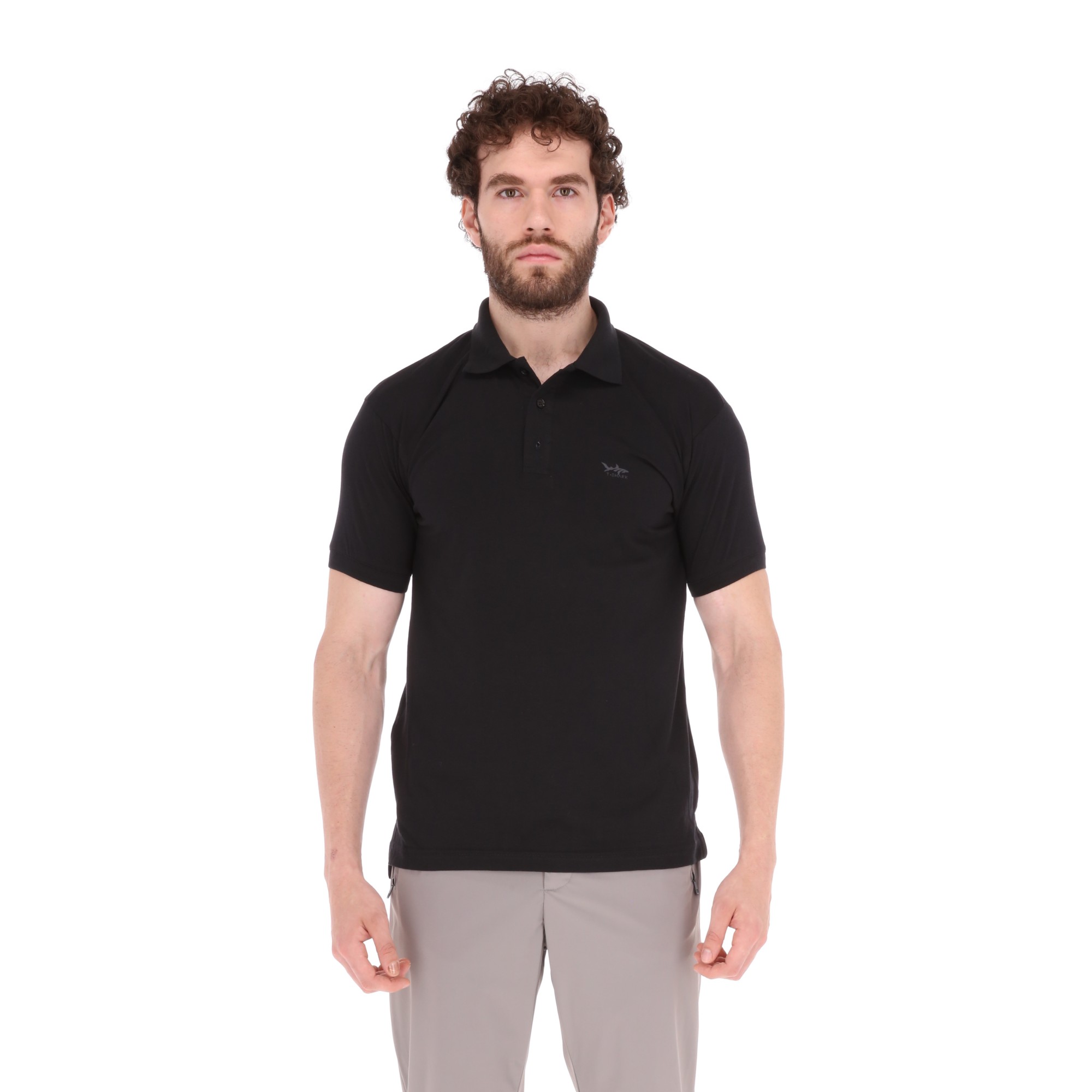 Playera Tipo Polo T-shark Negra para Hombre