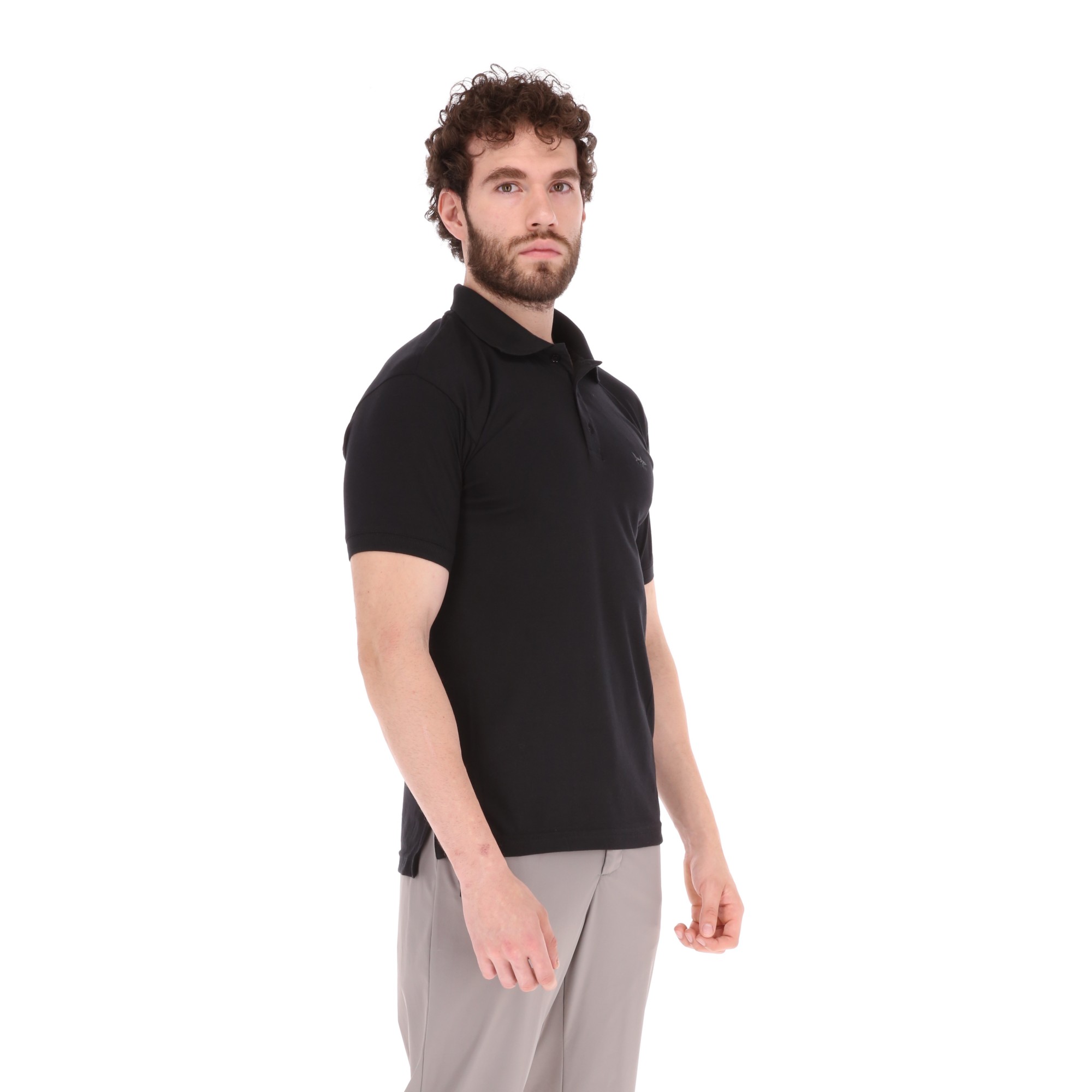 Foto 3 pulgar | Playera Tipo Polo T-shark Negra para Hombre